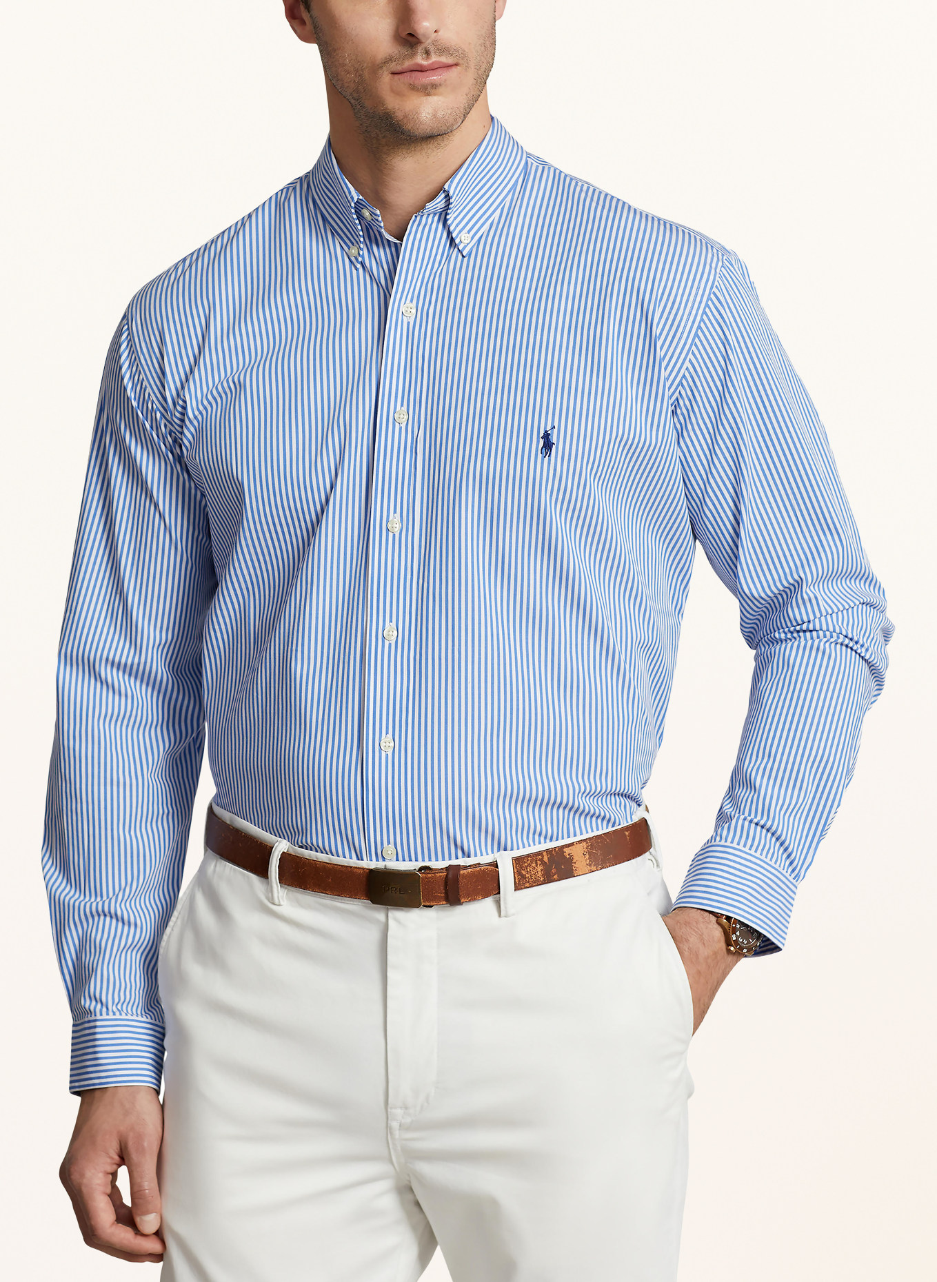 POLO RALPH LAUREN Big & Tall Hemd: HELLBLAU / WEISS