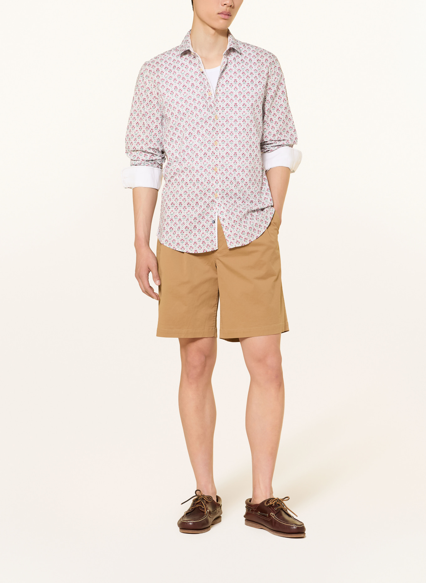 COLOURS & SONS Overhemd met slanke pasvorm: ROOD / LICHTGRIJS / GROEN