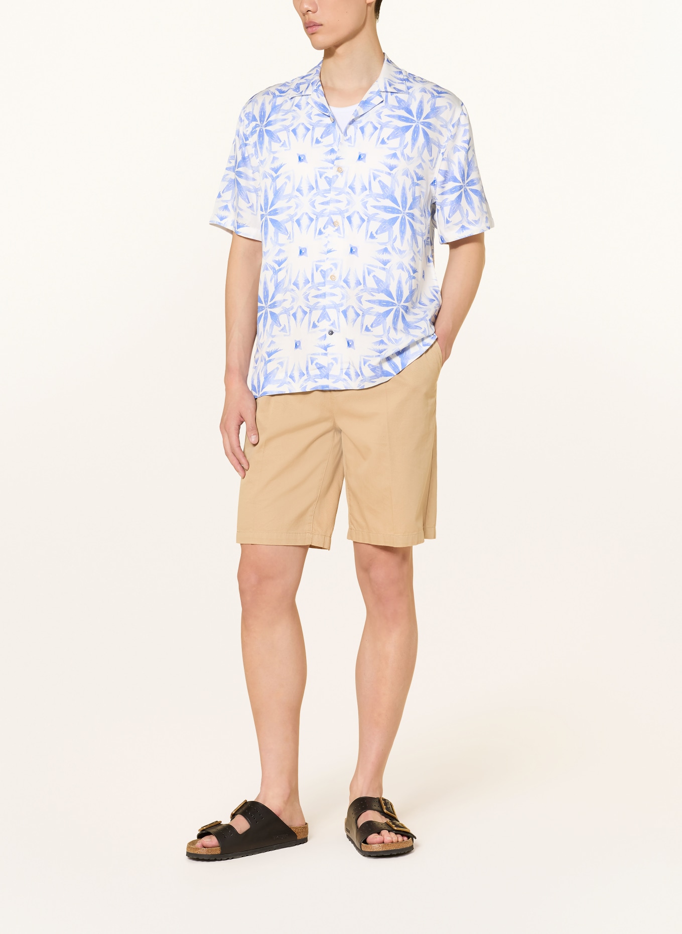 COLOURS & SONS Resorthemd GREEK TILE, normale pasvorm: WIT / BLAUW