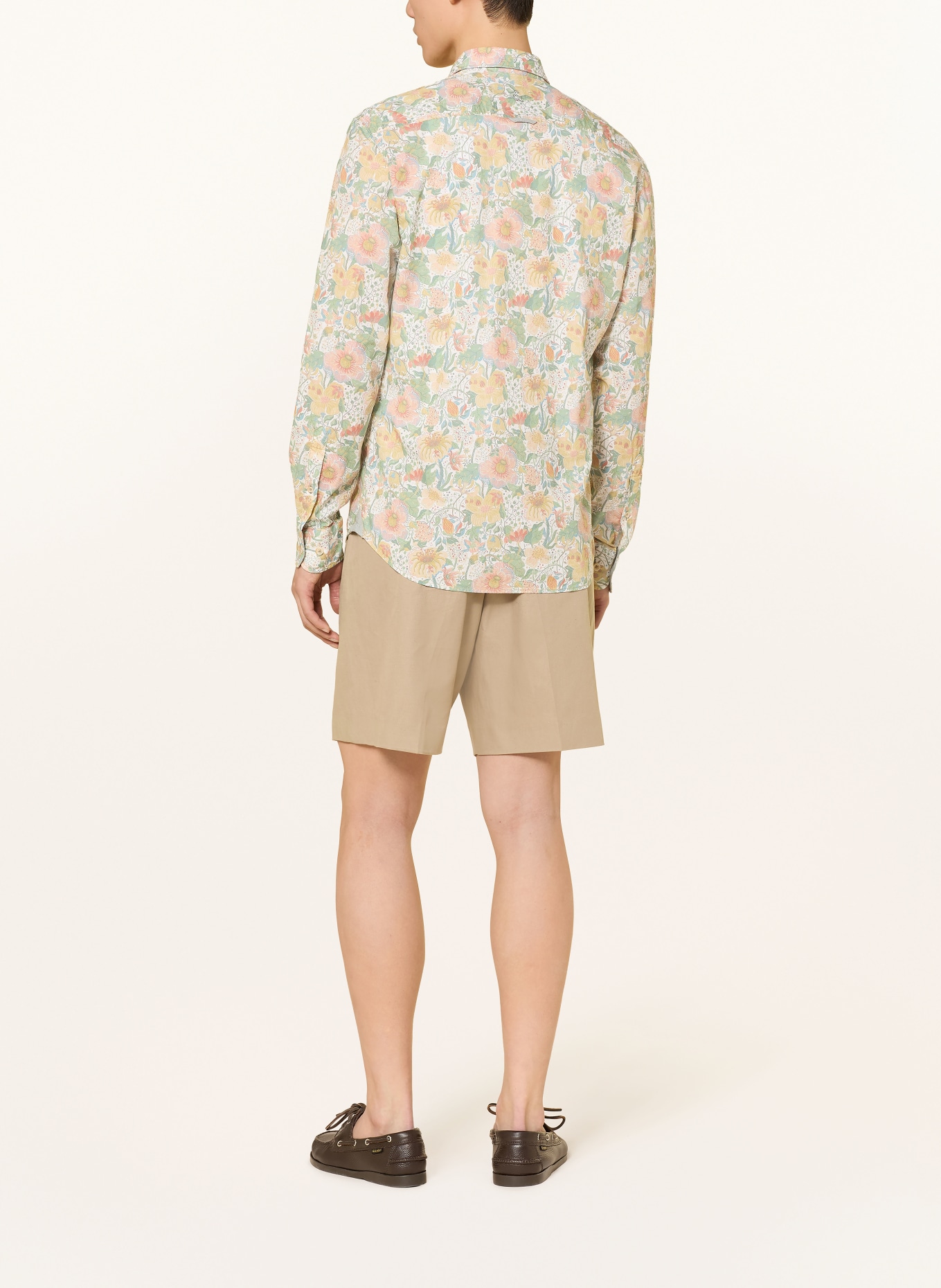 COLOURS & SONS Overhemd met slanke pasvorm: GROEN / LICHTROOD / GEEL