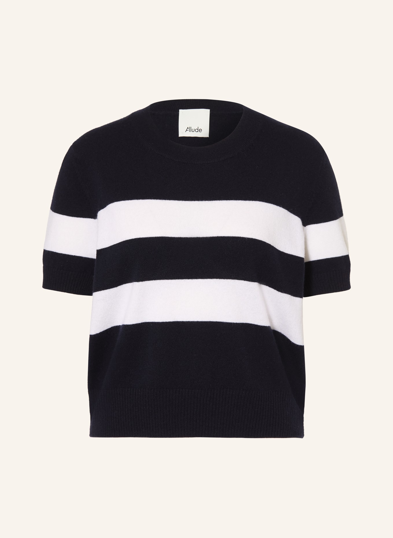 ALLUDE Cashmere-Pullover: DUNKELBLAU / WEISS