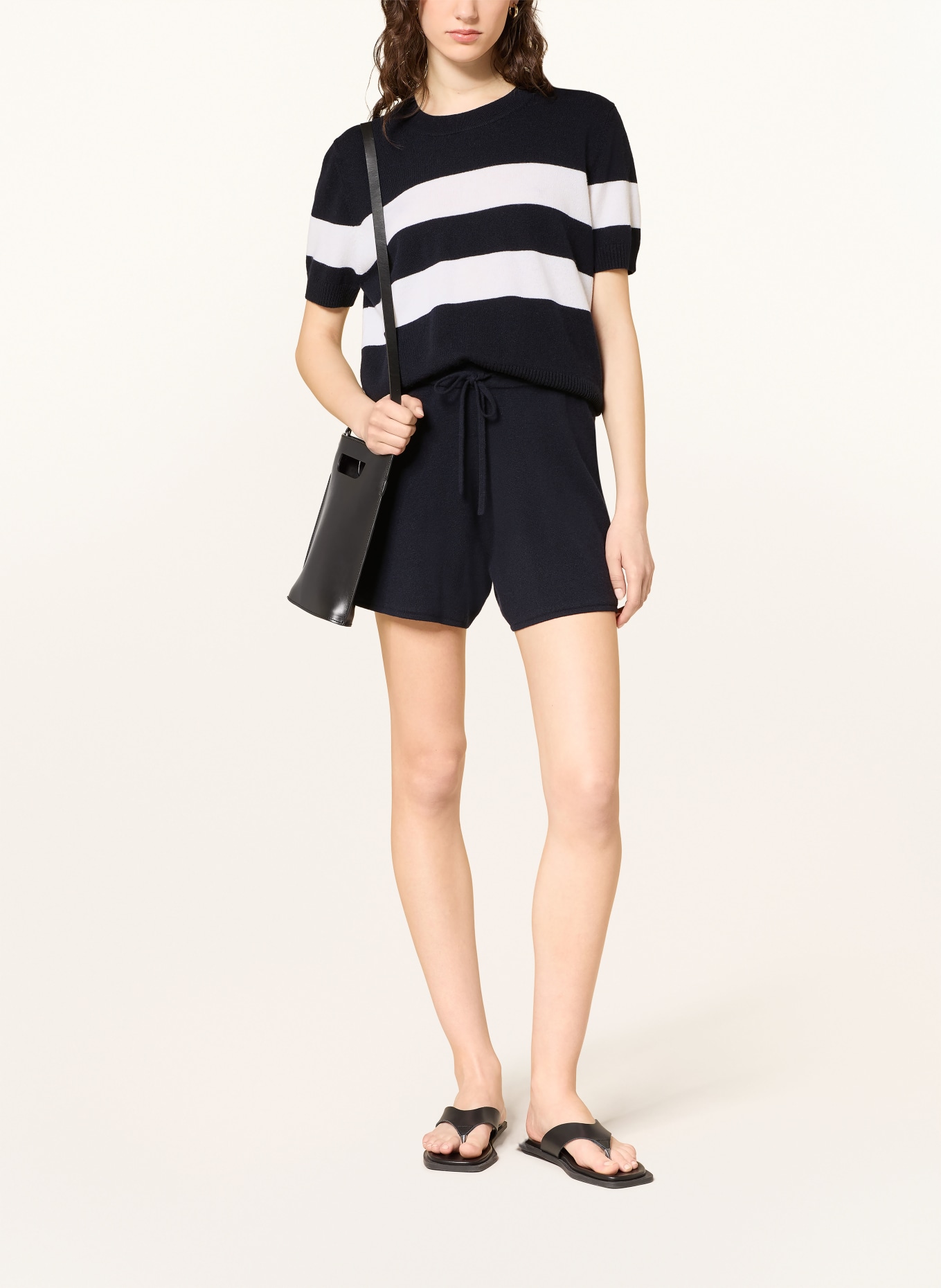 ALLUDE Cashmere-Pullover: DUNKELBLAU / WEISS