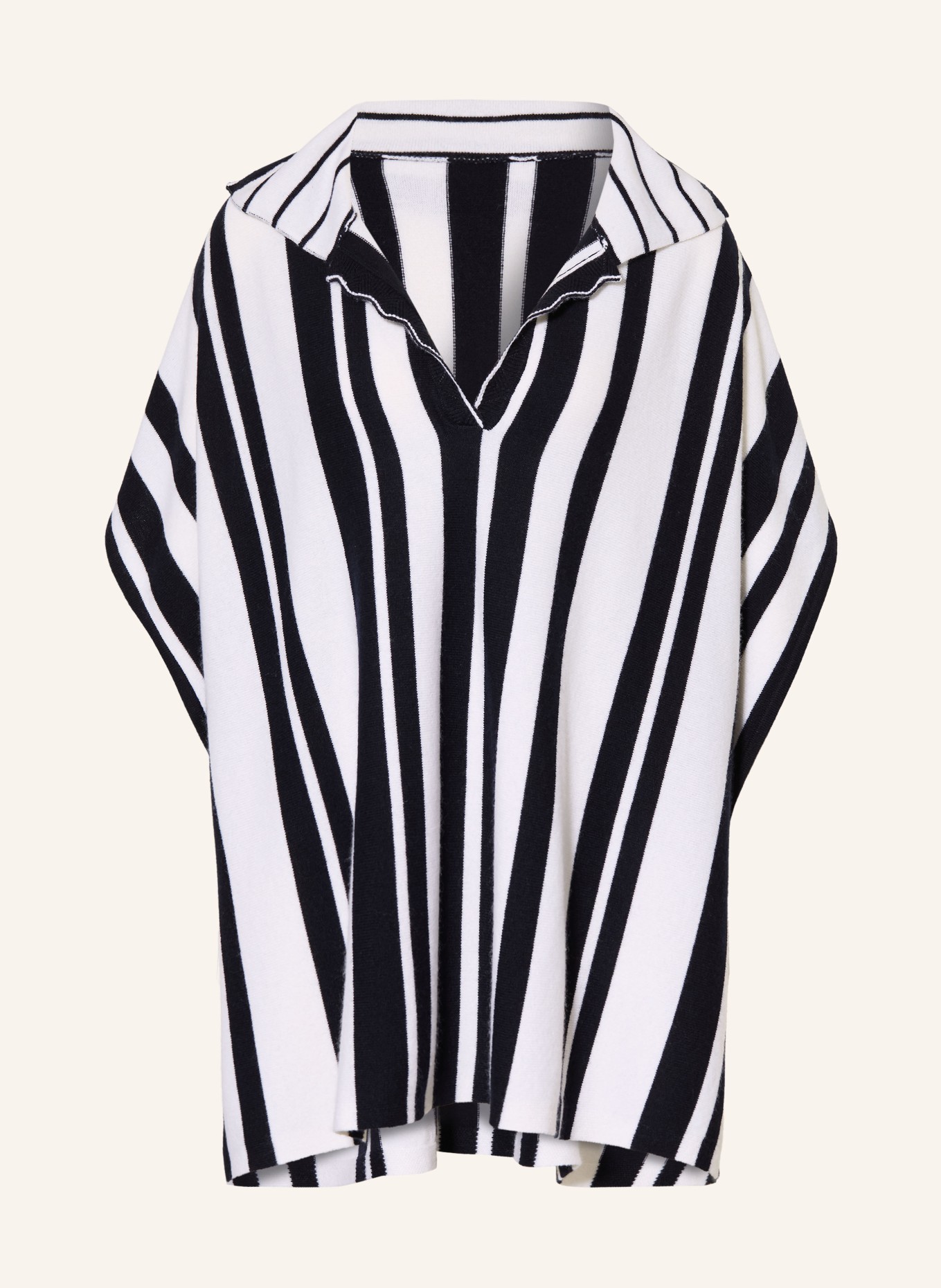 ALLUDE Poncho en cachemire: BLANC / NOIR