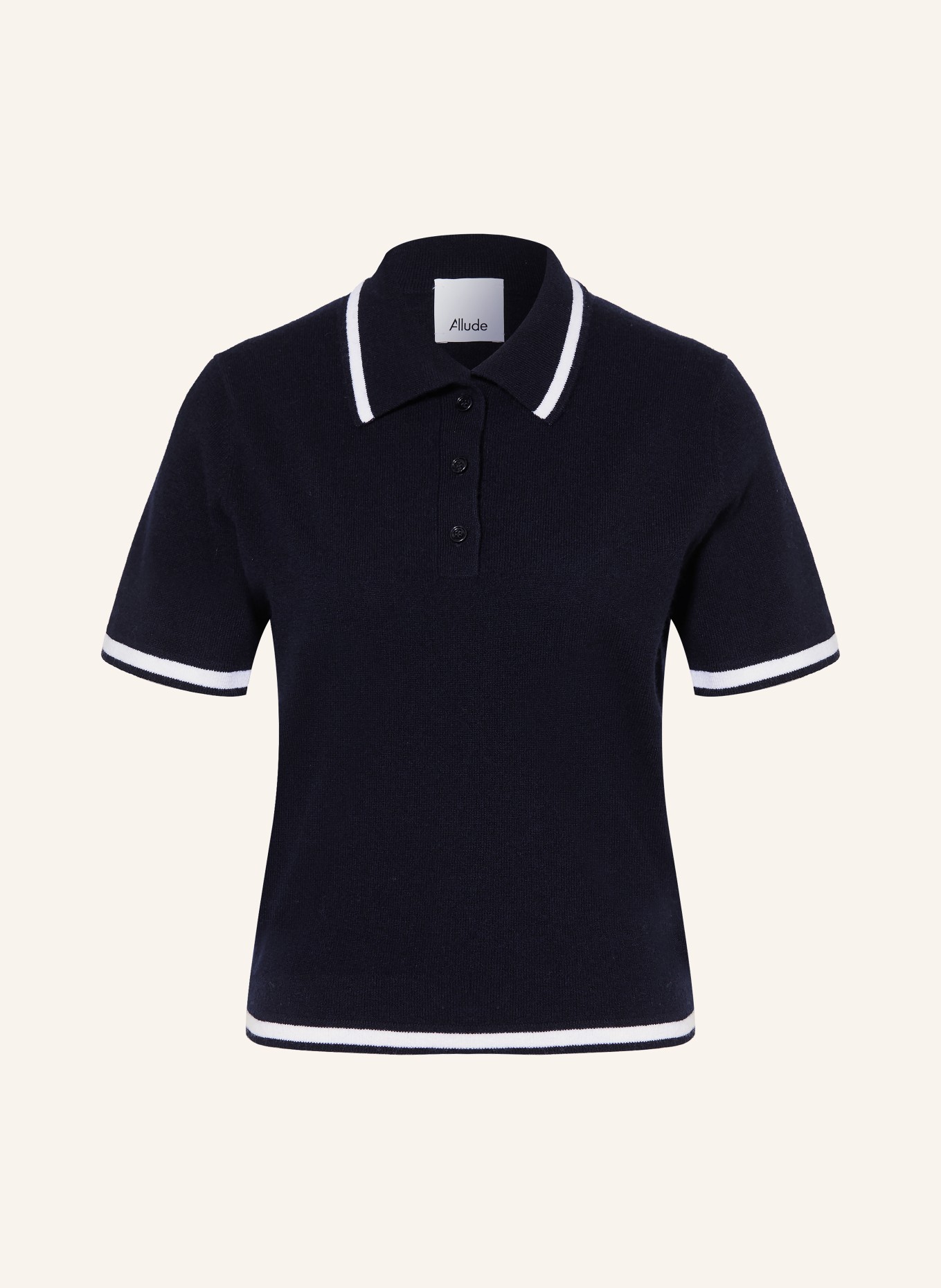 ALLUDE Strick-Poloshirt aus Cashmere: DUNKELBLAU