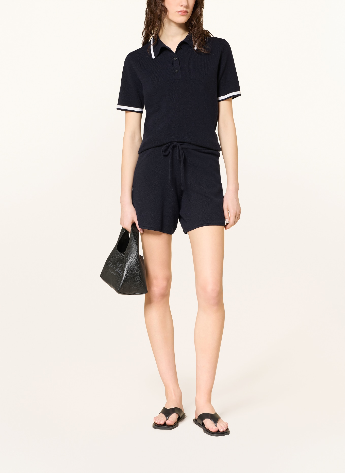 ALLUDE Strick-Poloshirt aus Cashmere: DUNKELBLAU