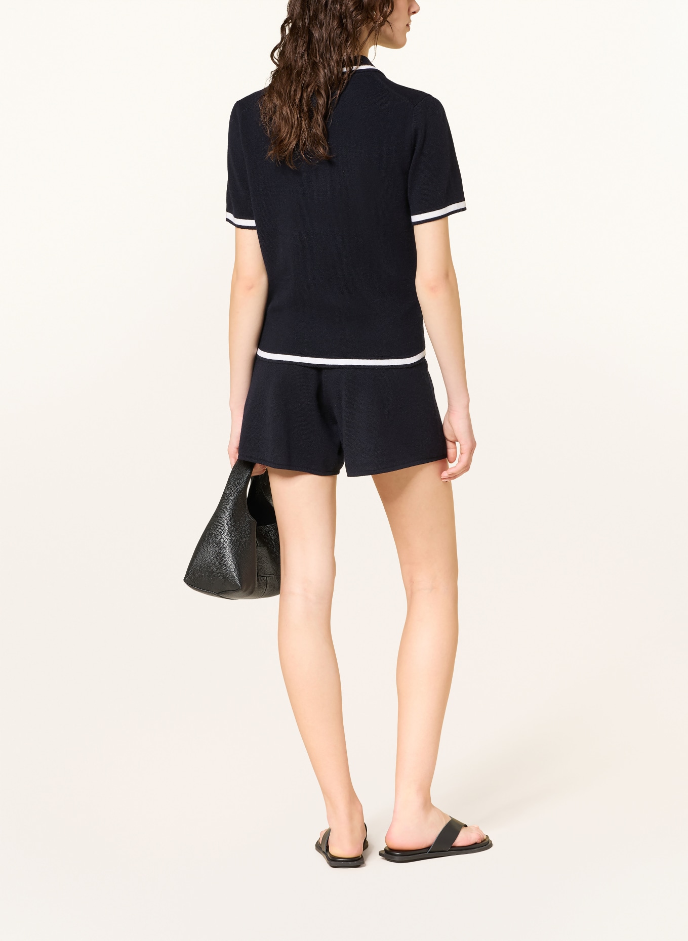 ALLUDE Strick-Poloshirt aus Cashmere: DUNKELBLAU