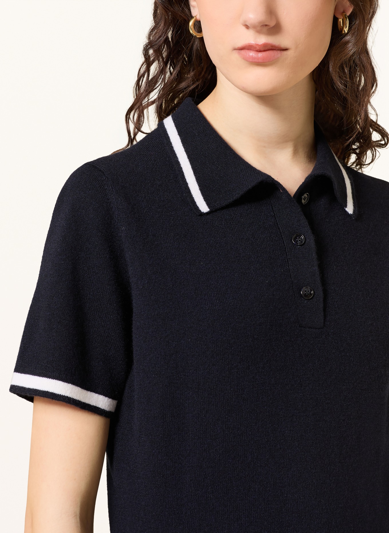 ALLUDE Strick-Poloshirt aus Cashmere: DUNKELBLAU