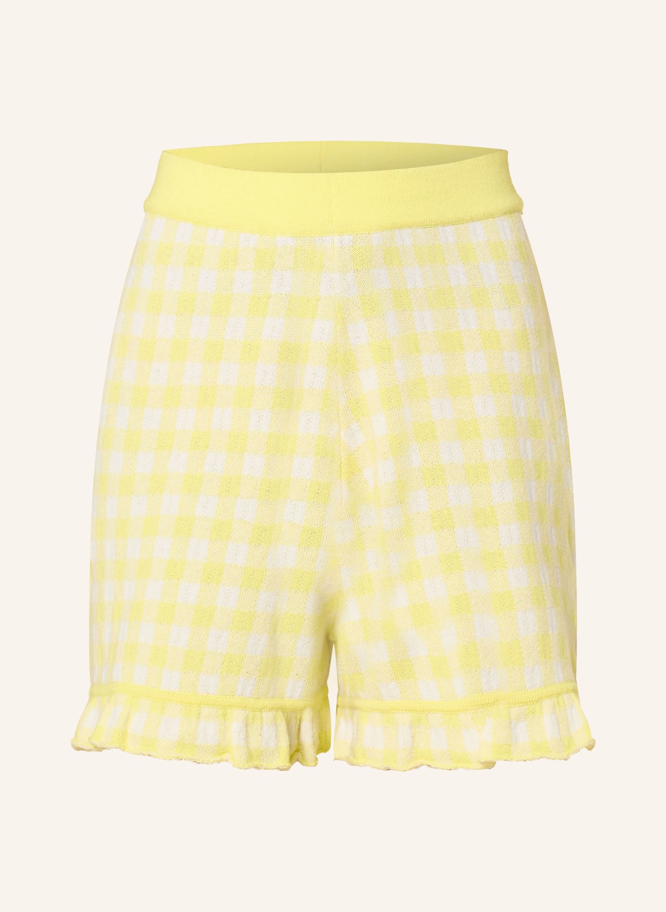 ALLUDE Short en maille avec cachemire et volants: JAUNE CLAIR / JAUNE