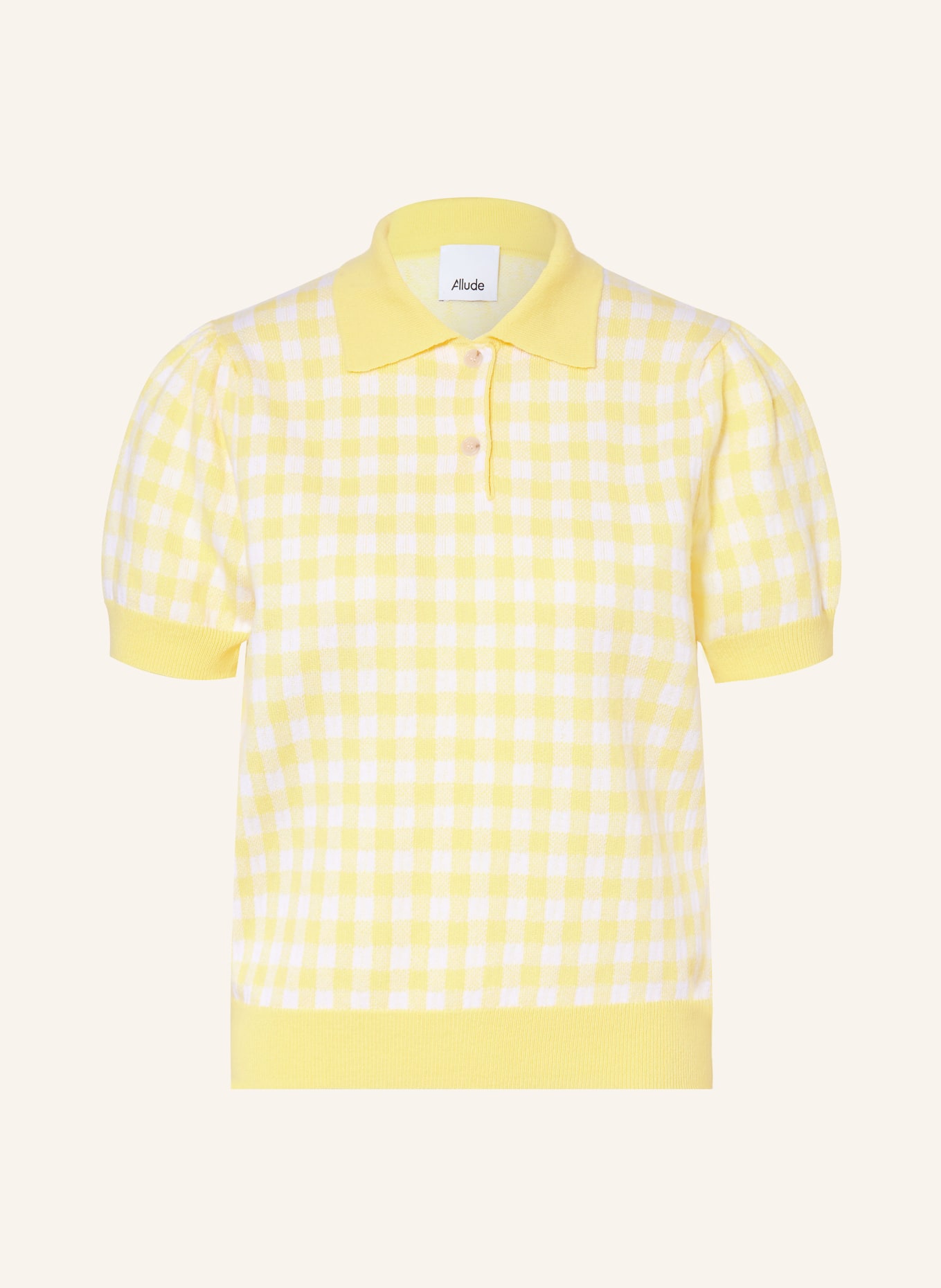 ALLUDE Polo en maille avec cachemire: JAUNE CLAIR / JAUNE