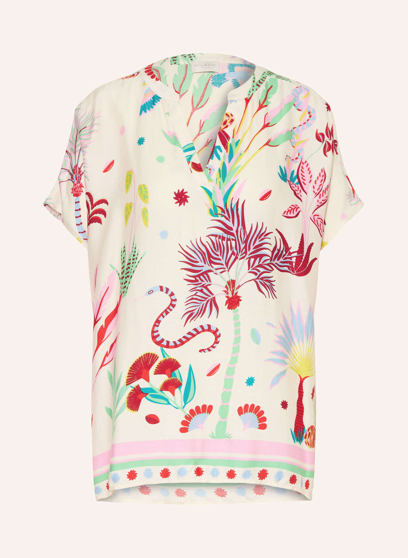 MILANO ITALY Blouse shirt: CREAM / DARK RED / LIGHT BLUE