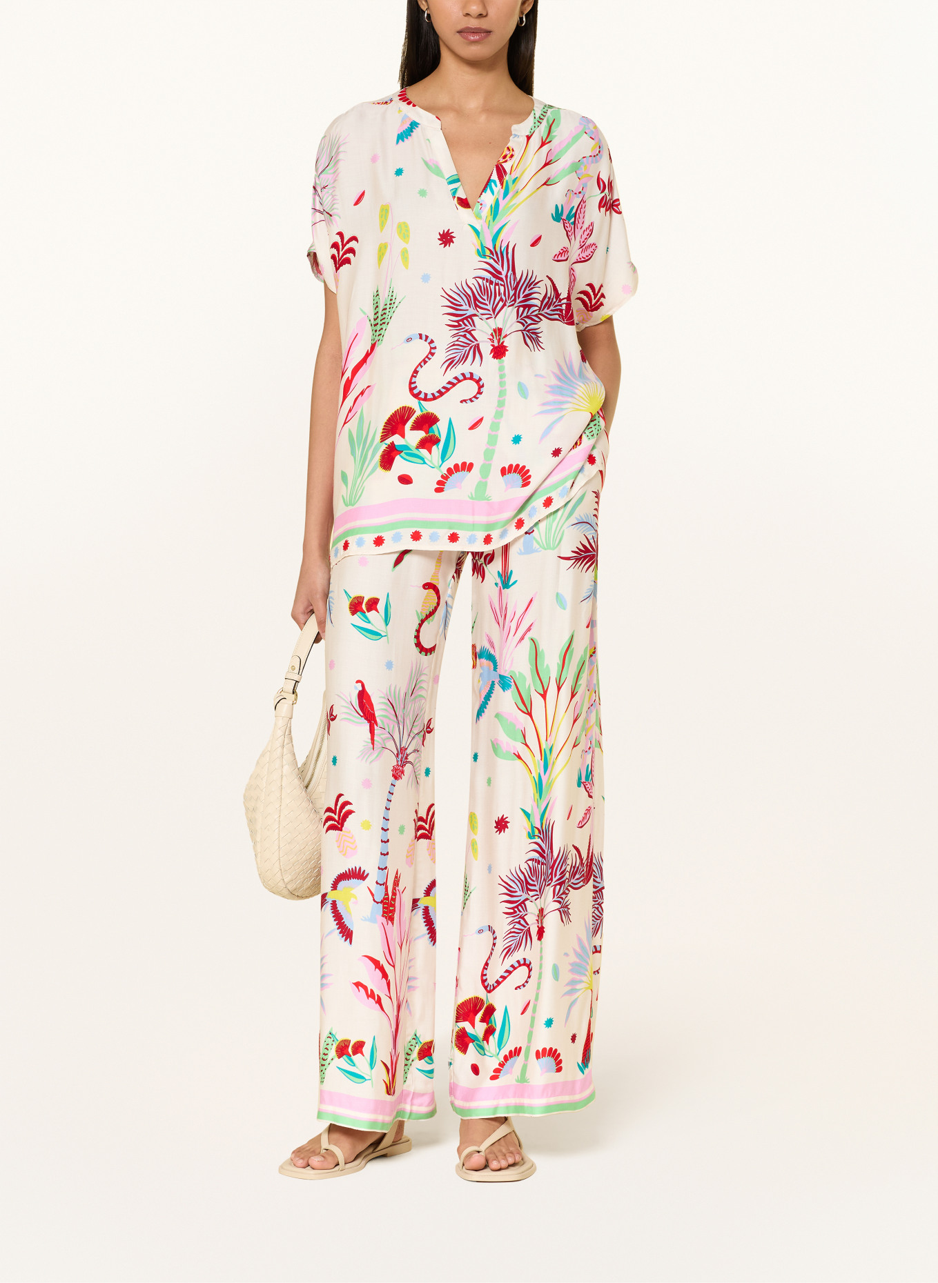 MILANO ITALY Blouse shirt: CREAM / DARK RED / LIGHT BLUE