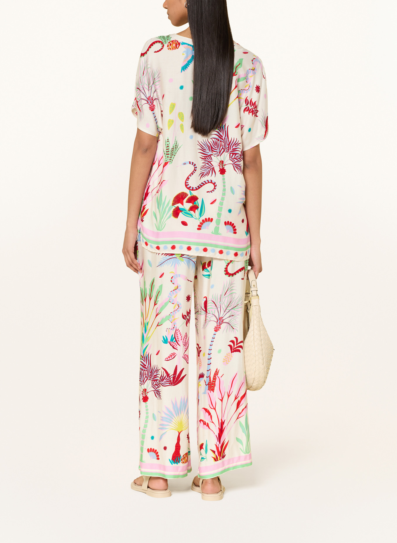 MILANO ITALY Blouse shirt: CREAM / DARK RED / LIGHT BLUE