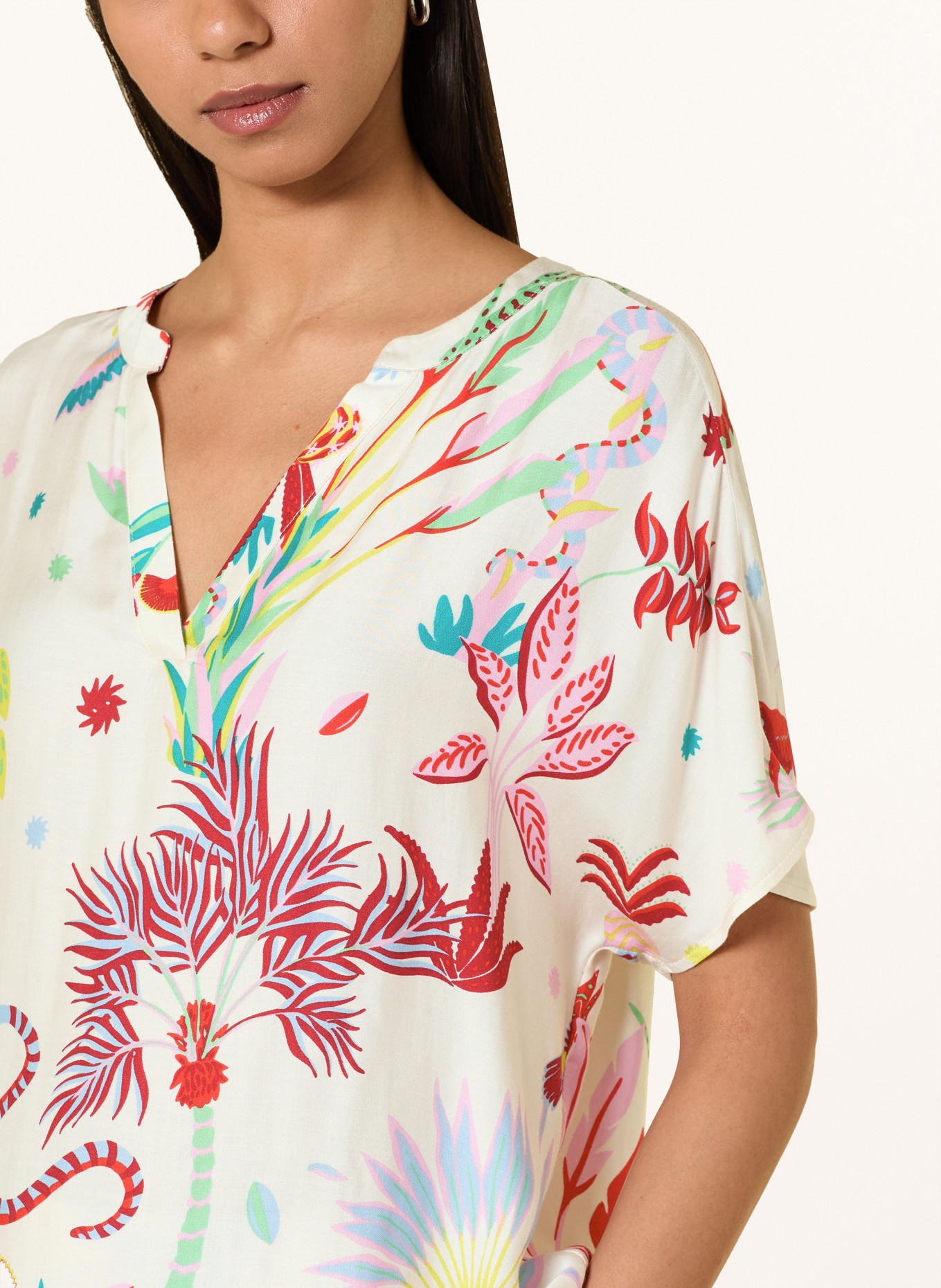 MILANO ITALY Blouse shirt: CREAM / DARK RED / LIGHT BLUE