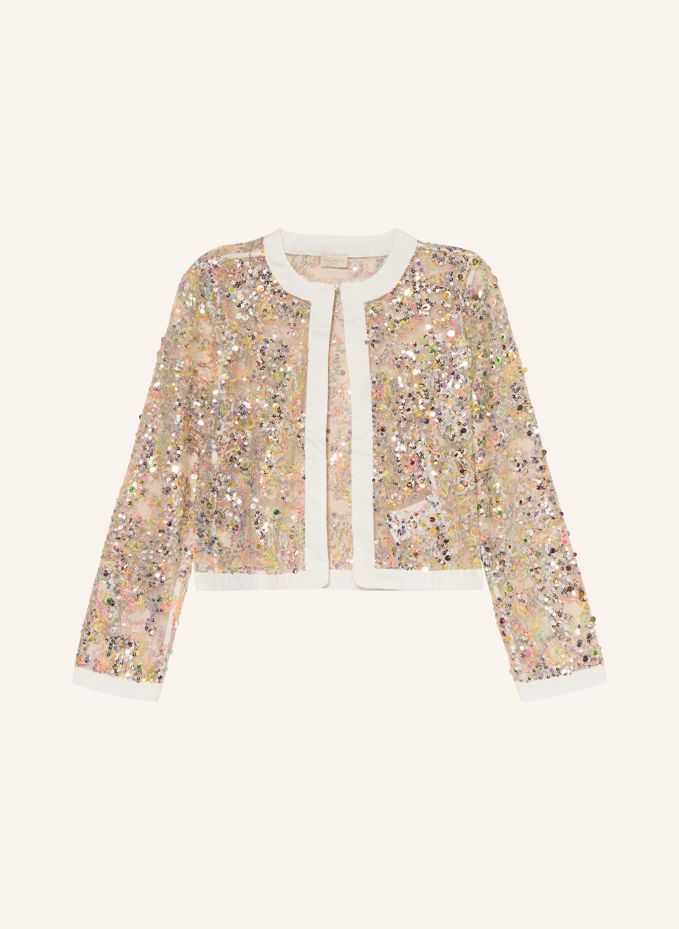 MILANO ITALY Mesh-jasje met pailletten: WIT / ZILVER / GOUD