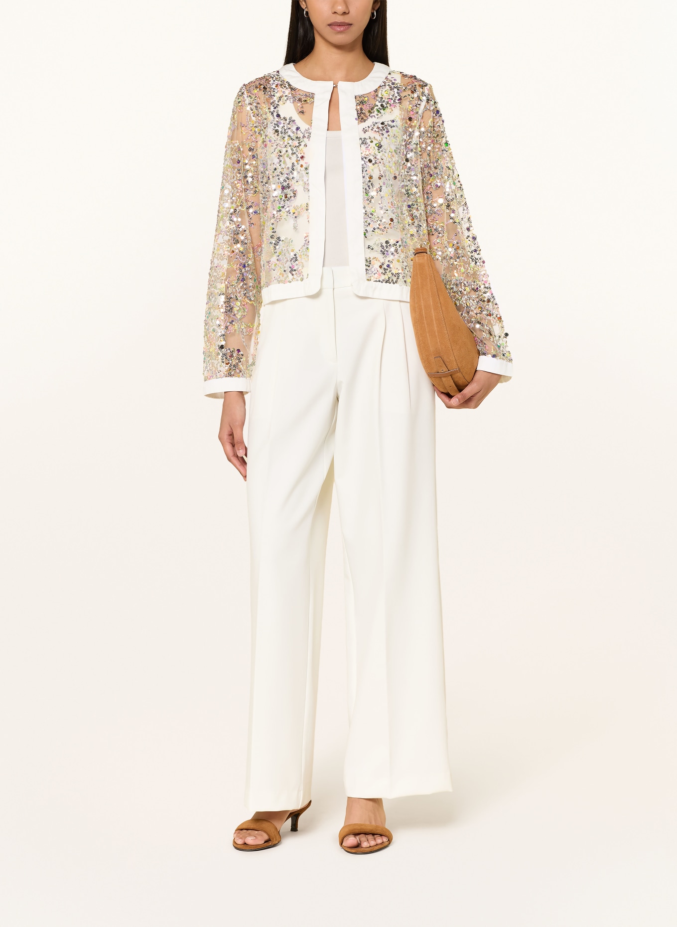 MILANO ITALY Mesh-jasje met pailletten: WIT / ZILVER / GOUD