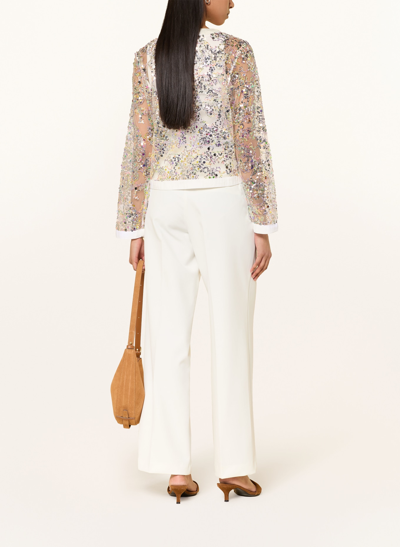 MILANO ITALY Mesh-jasje met pailletten: WIT / ZILVER / GOUD