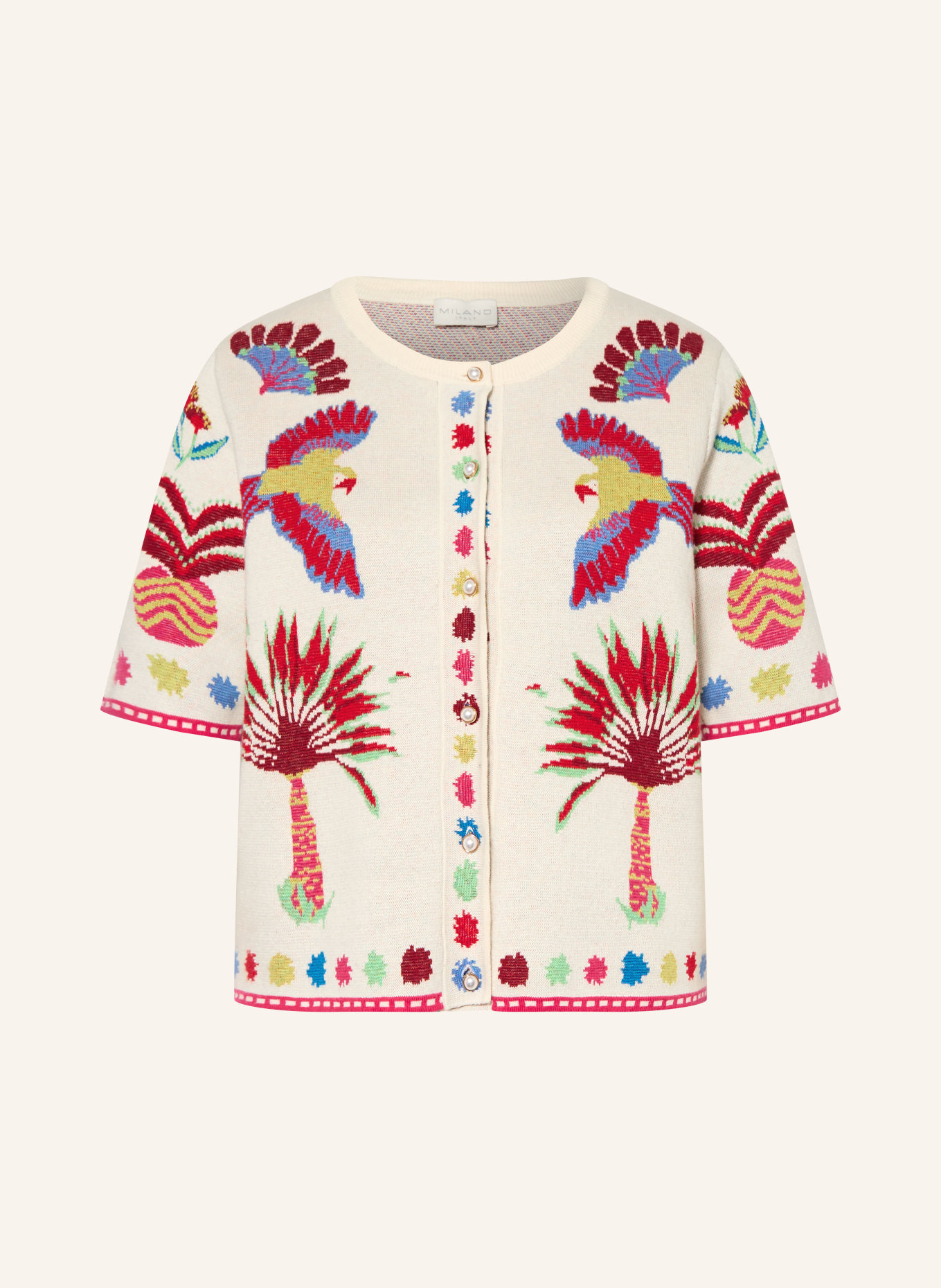 MILANO ITALY Strickjacke: CREME / PINK / DUNKELROT