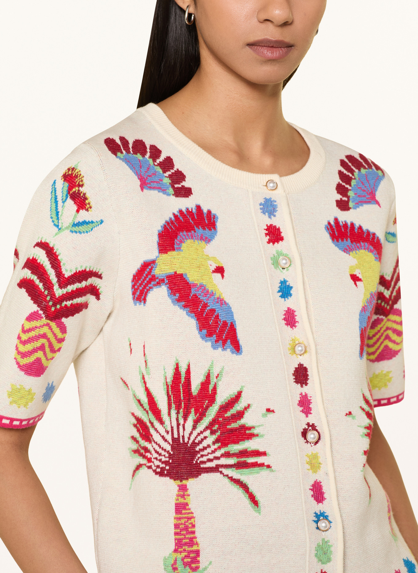 MILANO ITALY Strickjacke: CREME / PINK / DUNKELROT