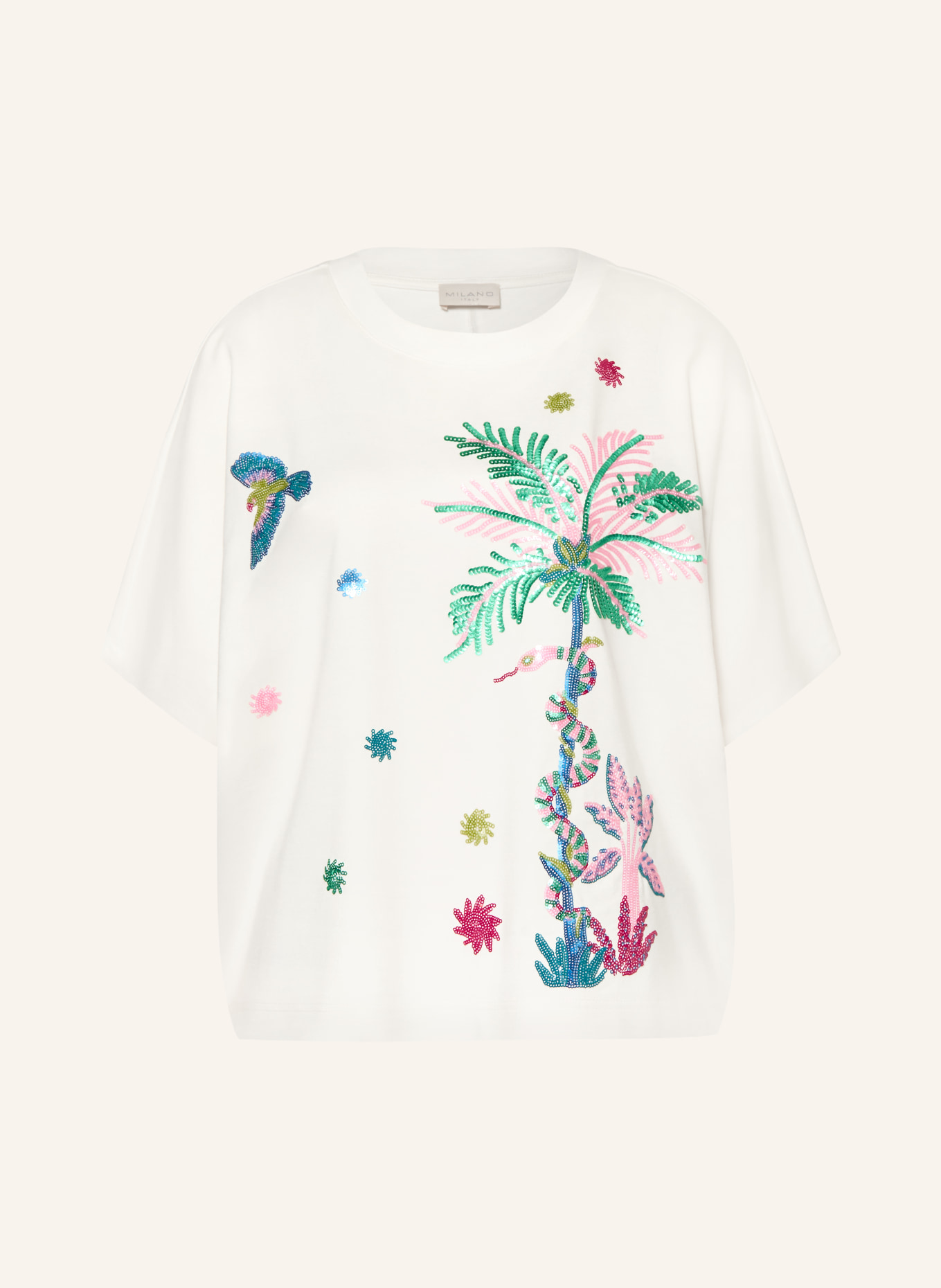 MILANO ITALY Sequin T-shirt: CREAM
