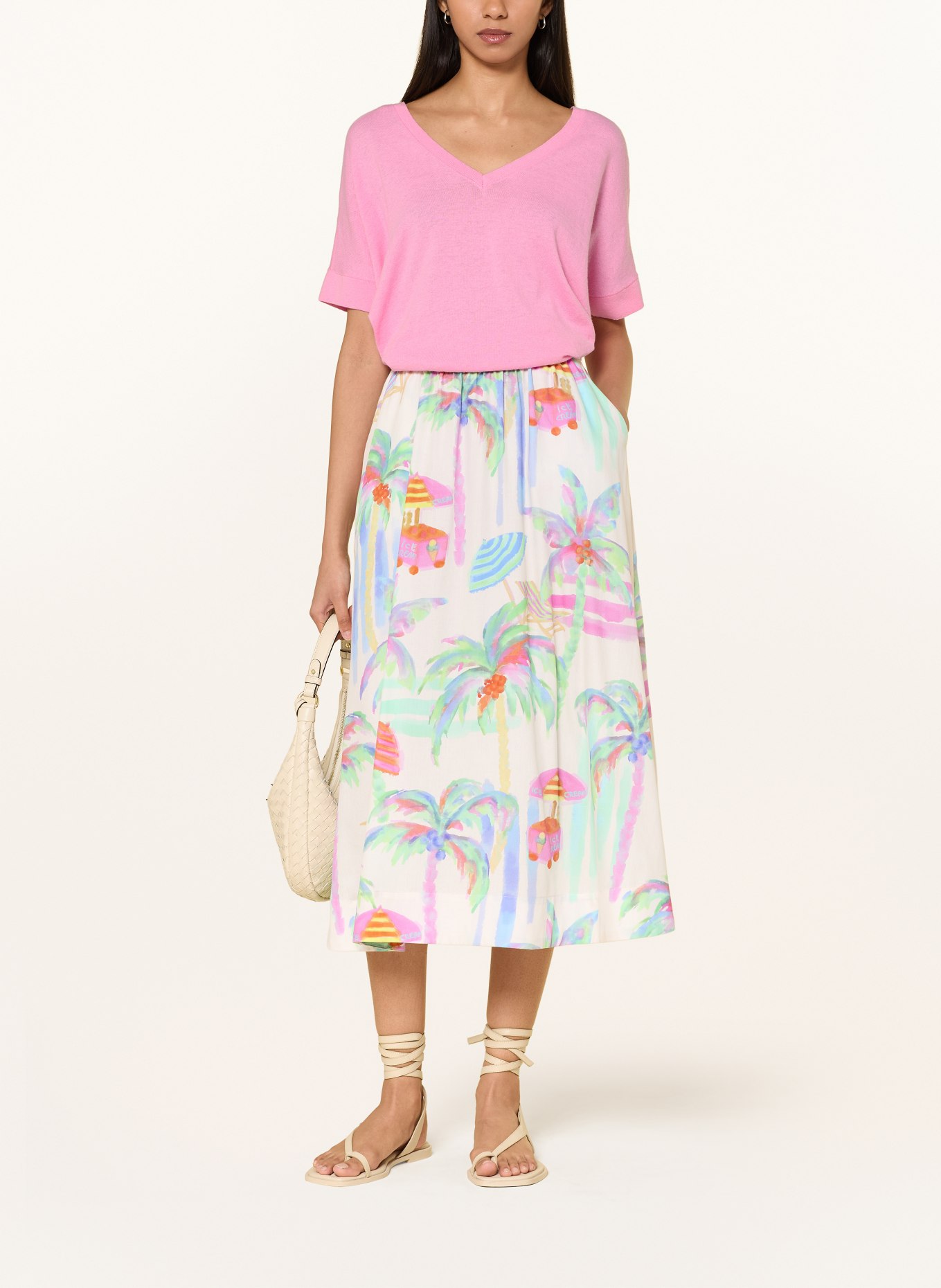 MILANO ITALY Gebreid shirt met linnen: ROZE