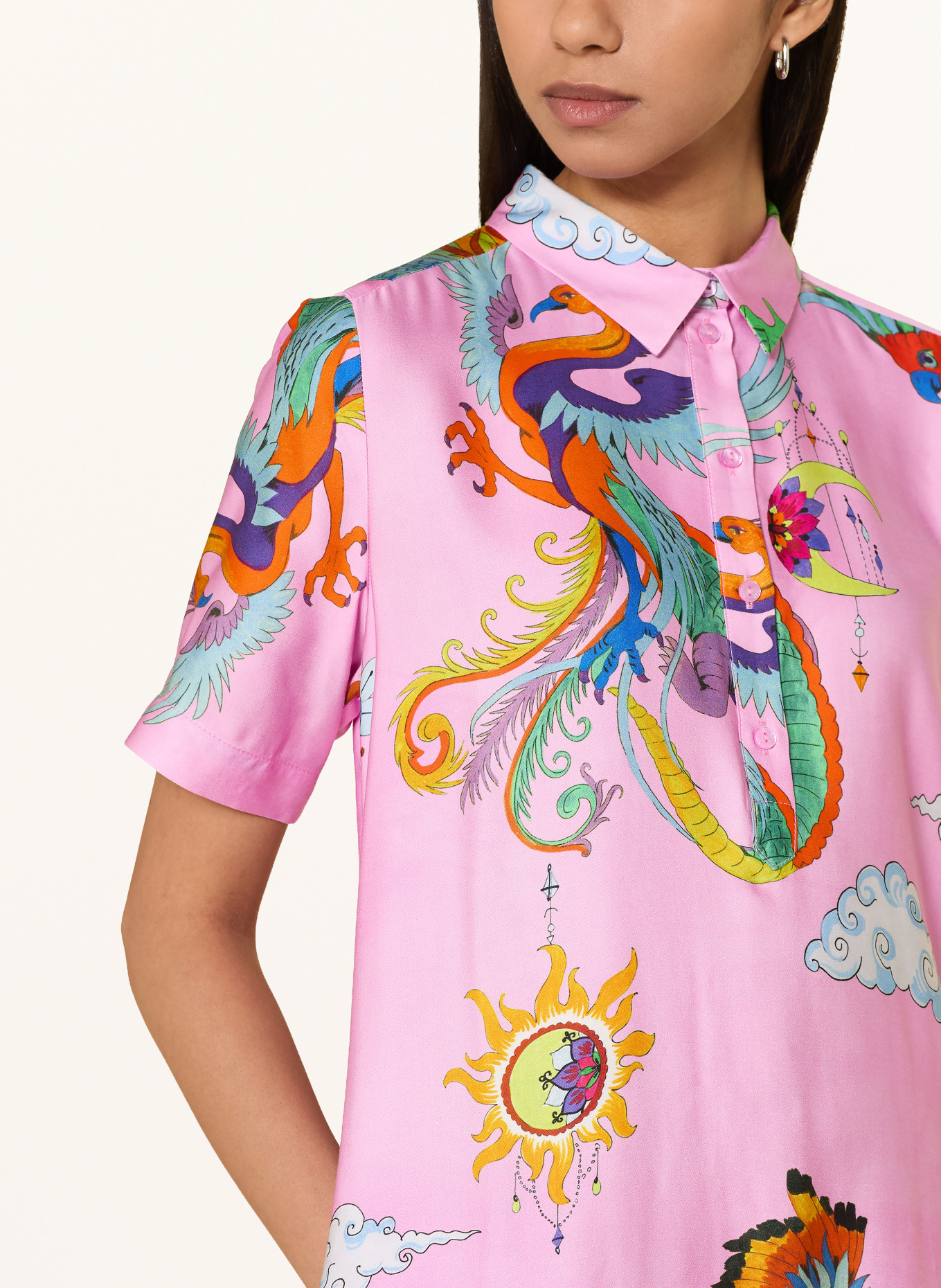 MILANO ITALY Satin shirt dress: PINK / GREEN / LIGHT BLUE