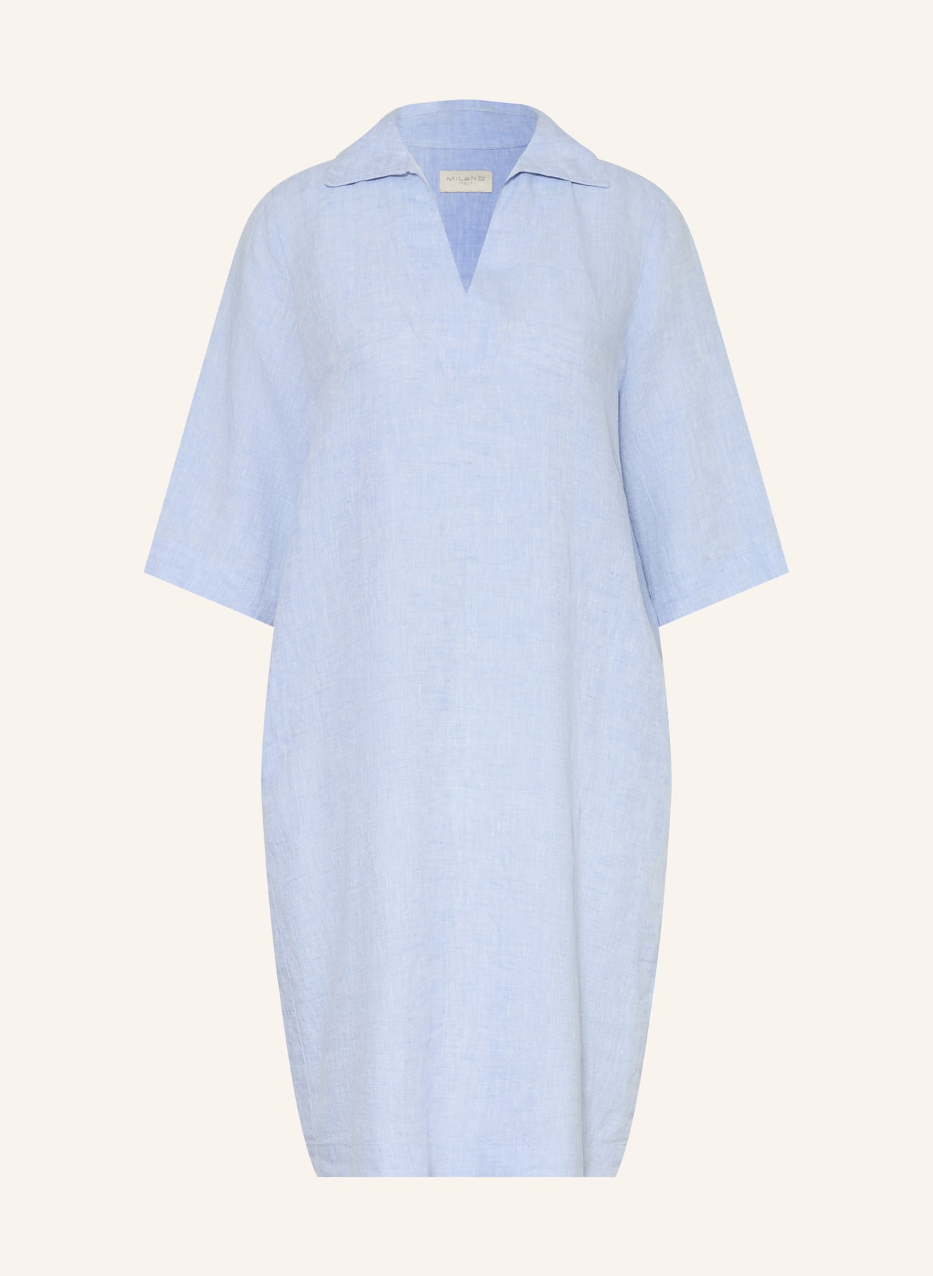 MILANO ITALY Leinenkleid mit 3/4-Arm: HELLBLAU