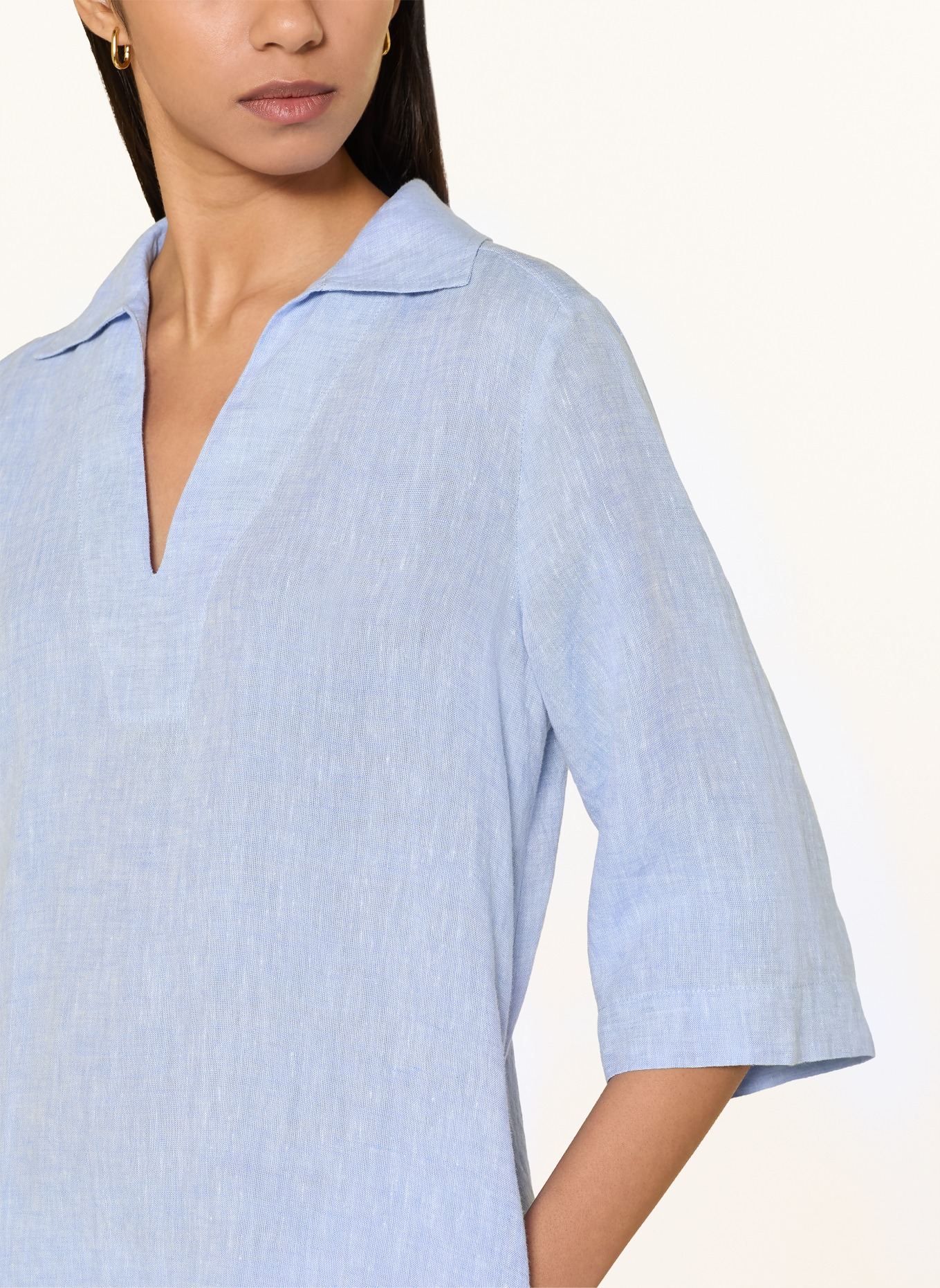 MILANO ITALY Leinenkleid mit 3/4-Arm: HELLBLAU