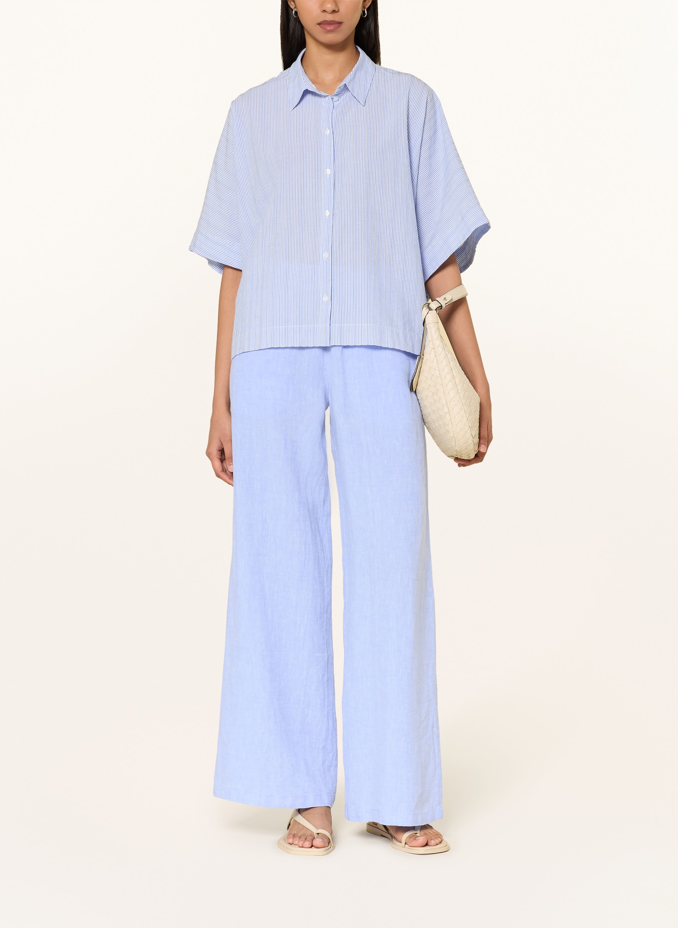 MILANO ITALY Marlenehose aus Leinen: HELLBLAU