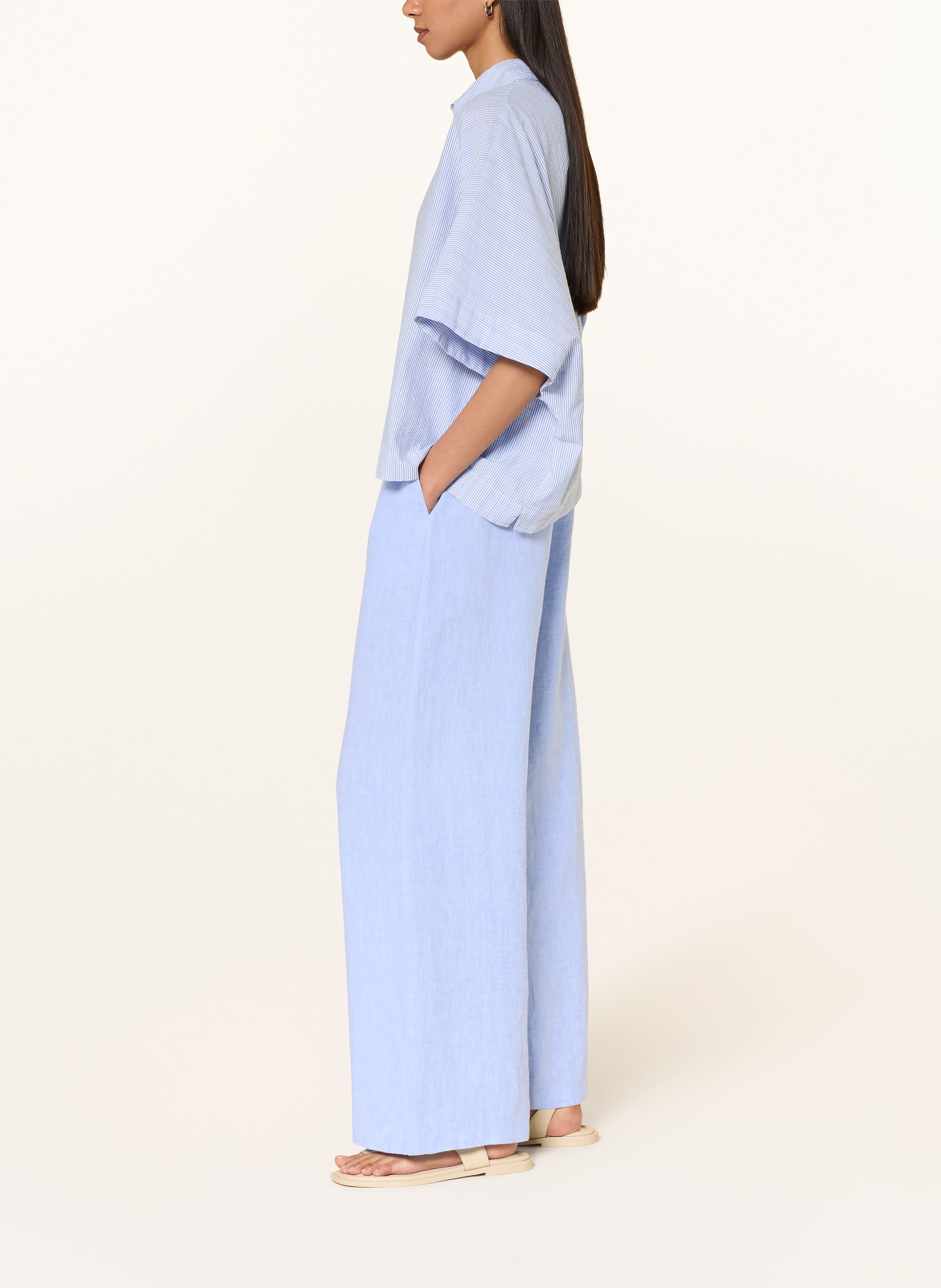 MILANO ITALY Marlenehose aus Leinen: HELLBLAU