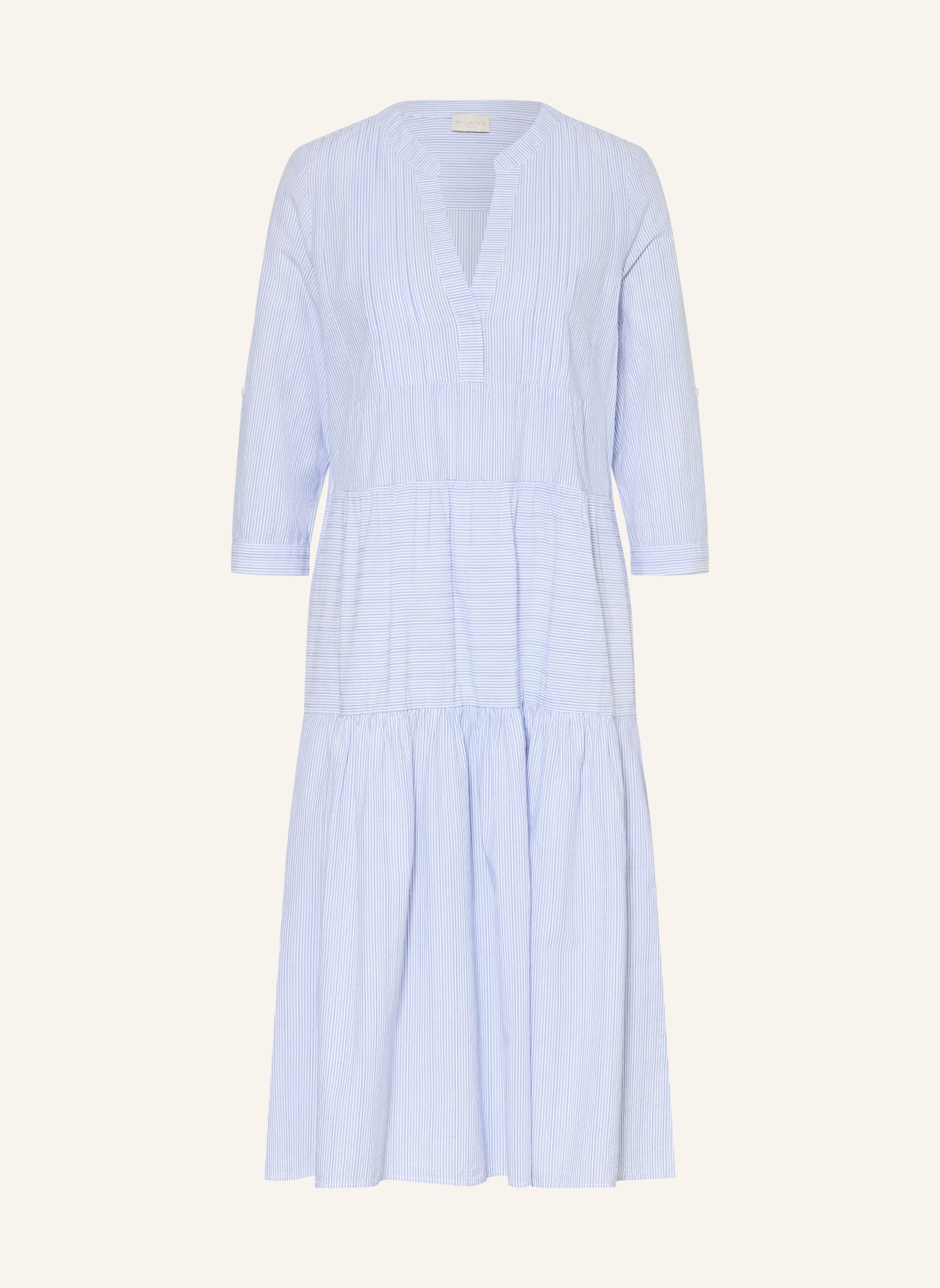 MILANO ITALY Kleid mit 3/4-Arm: BLAU / WEISS