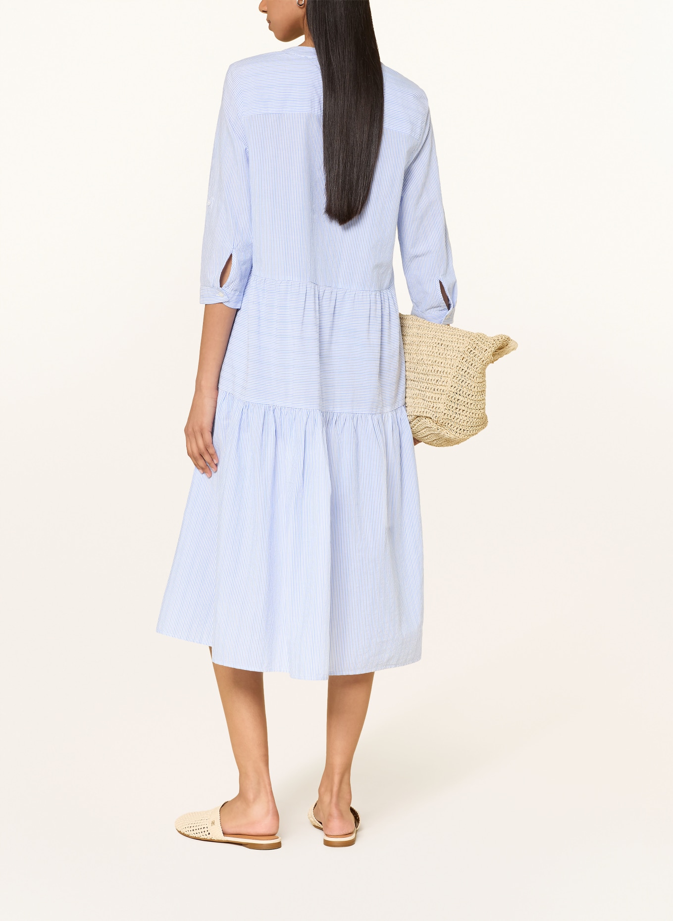 MILANO ITALY Kleid mit 3/4-Arm: BLAU / WEISS