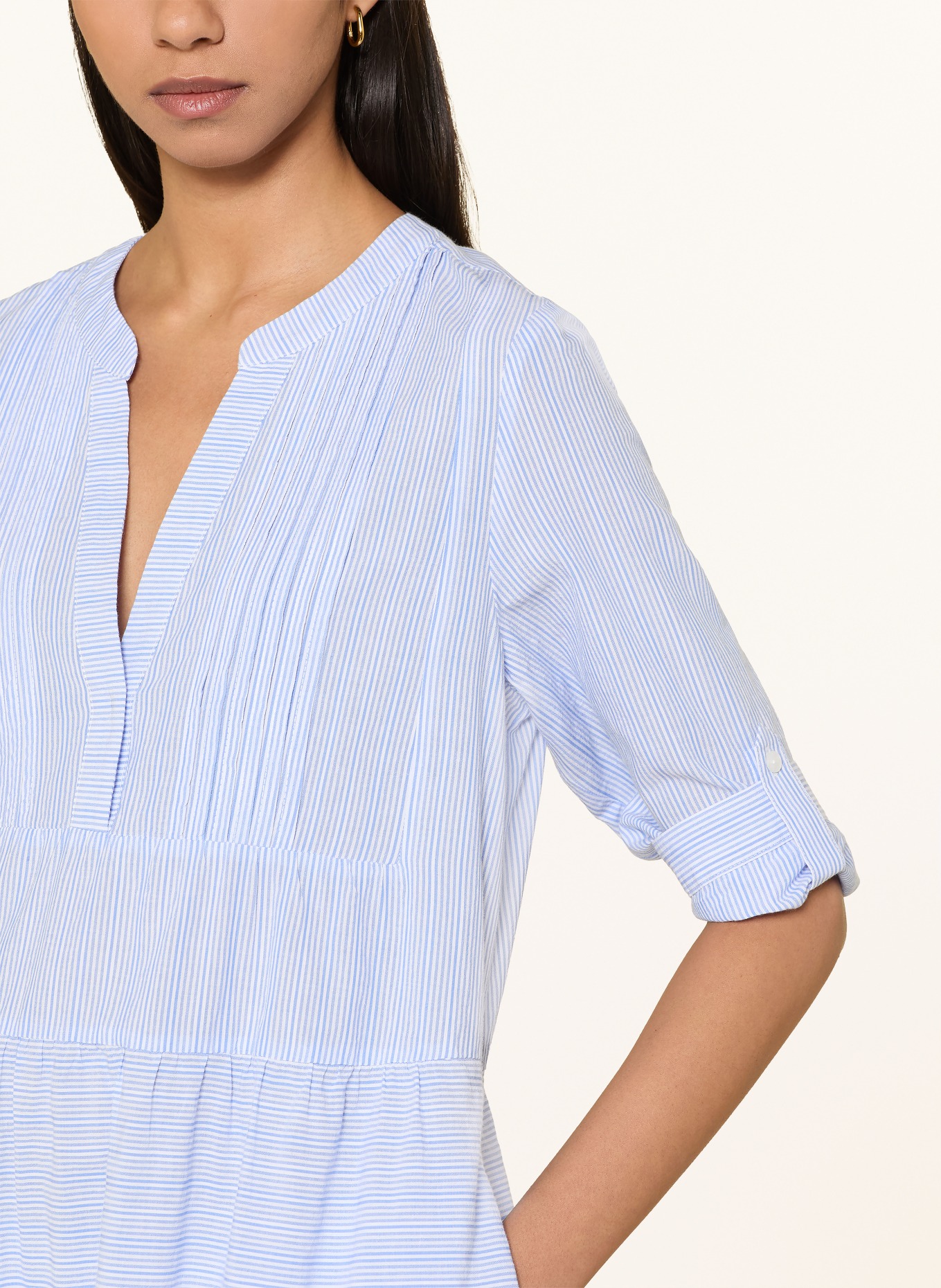 MILANO ITALY Kleid mit 3/4-Arm: BLAU / WEISS