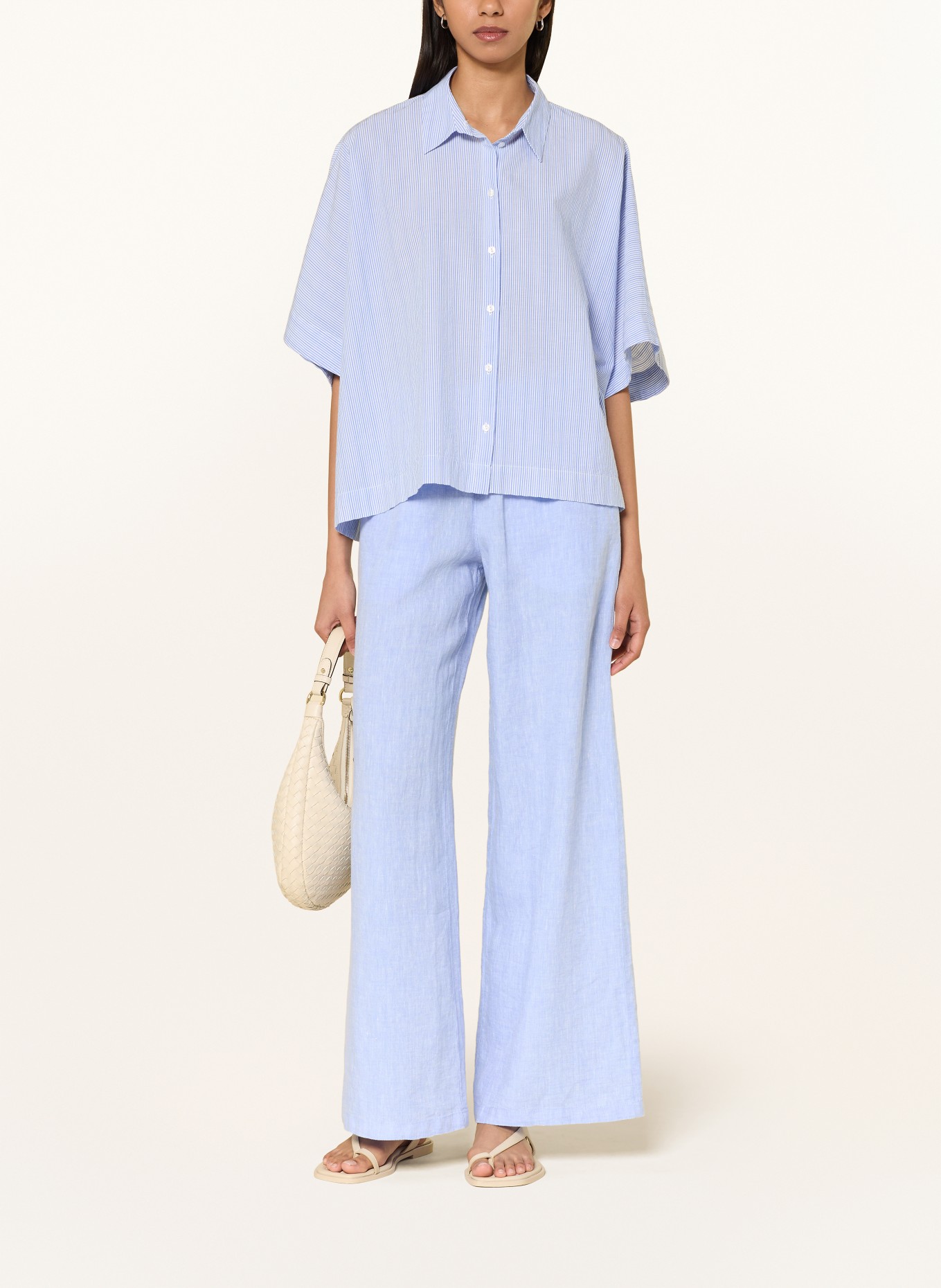 MILANO ITALY Oversized-Hemdbluse: BLAU / WEISS