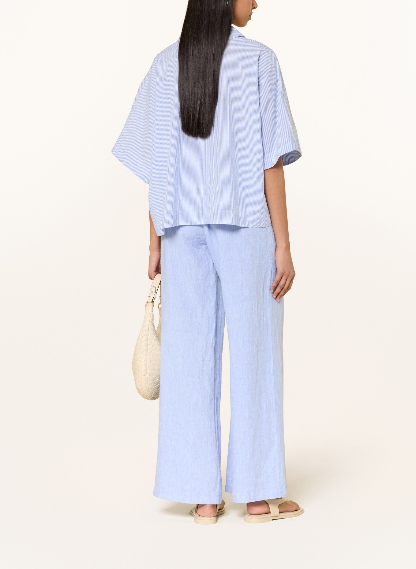 MILANO ITALY Oversized-Hemdbluse: BLAU / WEISS