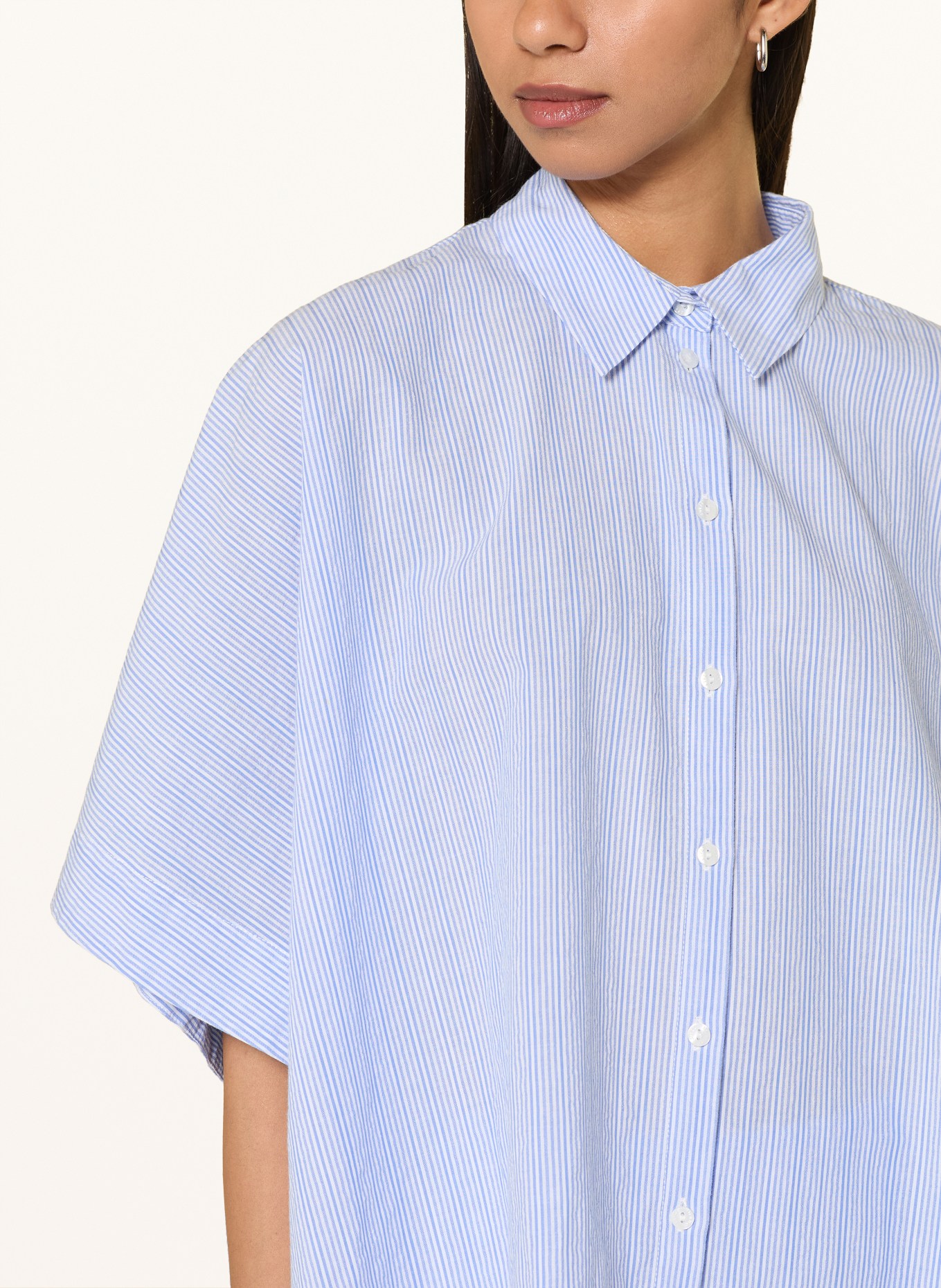 MILANO ITALY Oversized-Hemdbluse: BLAU / WEISS