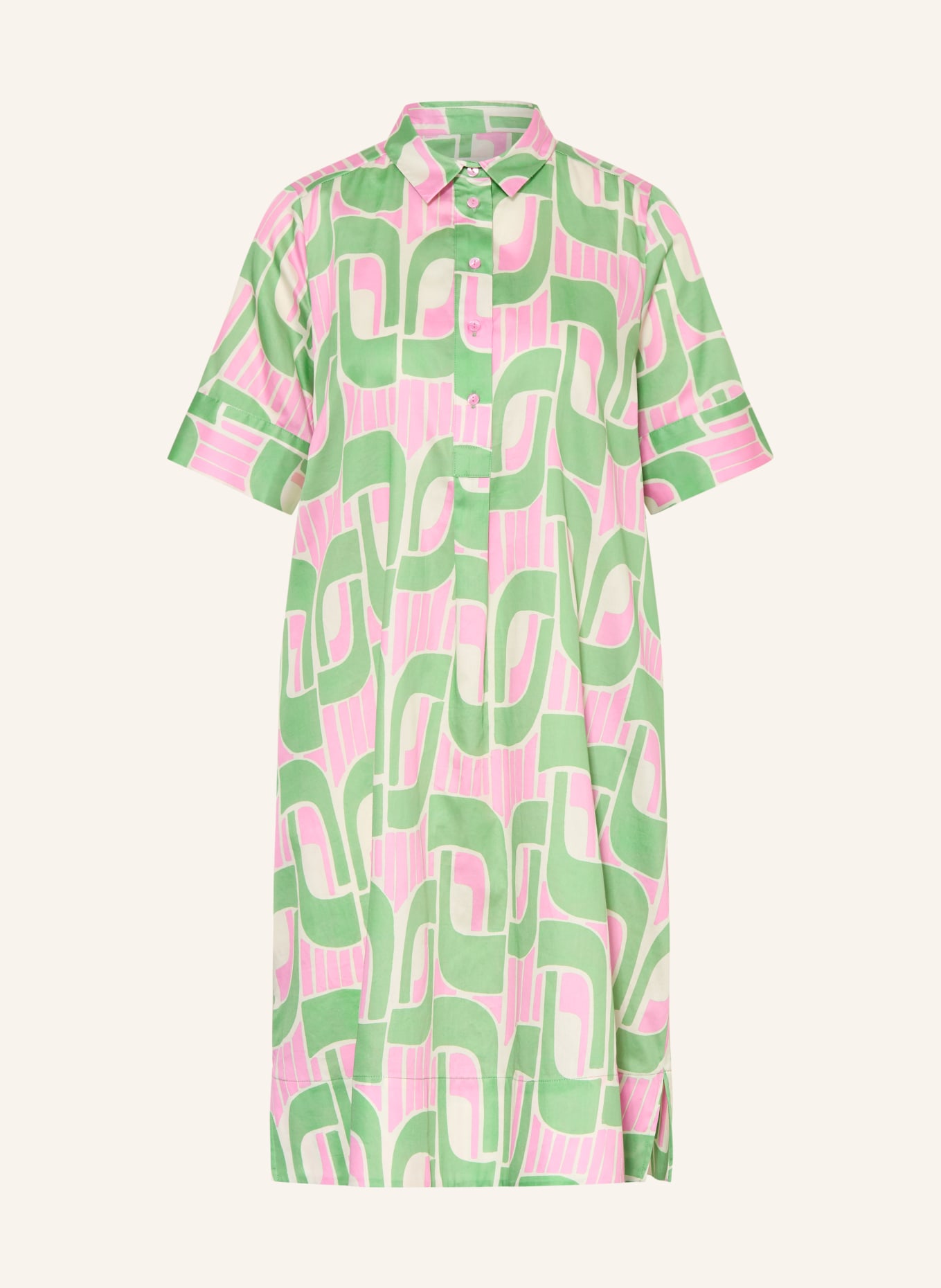 MILANO ITALY Hemdblusenkleid: GRÜN / ROSA / CREME