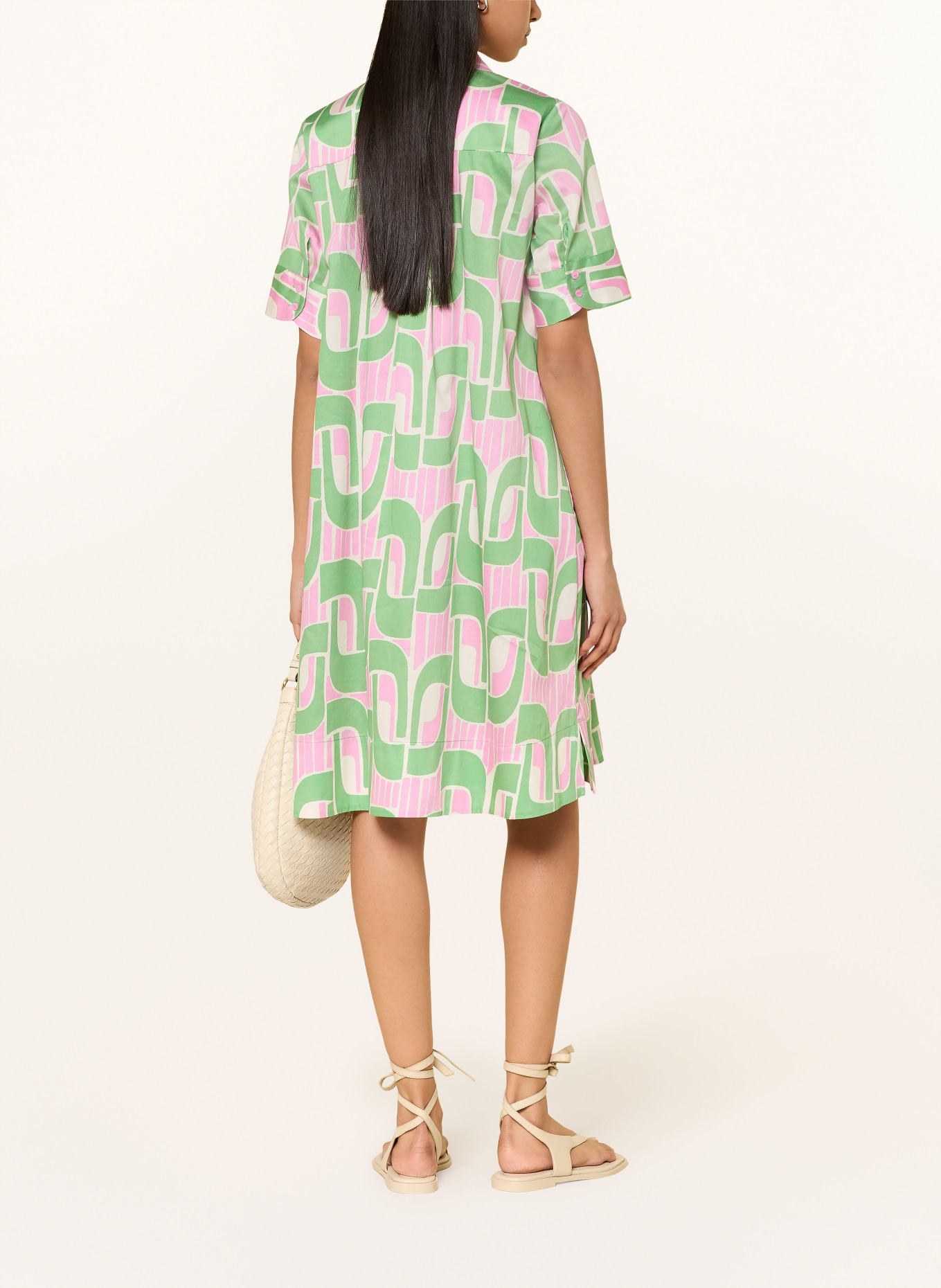 MILANO ITALY Hemdblusenkleid: GRÜN / ROSA / CREME