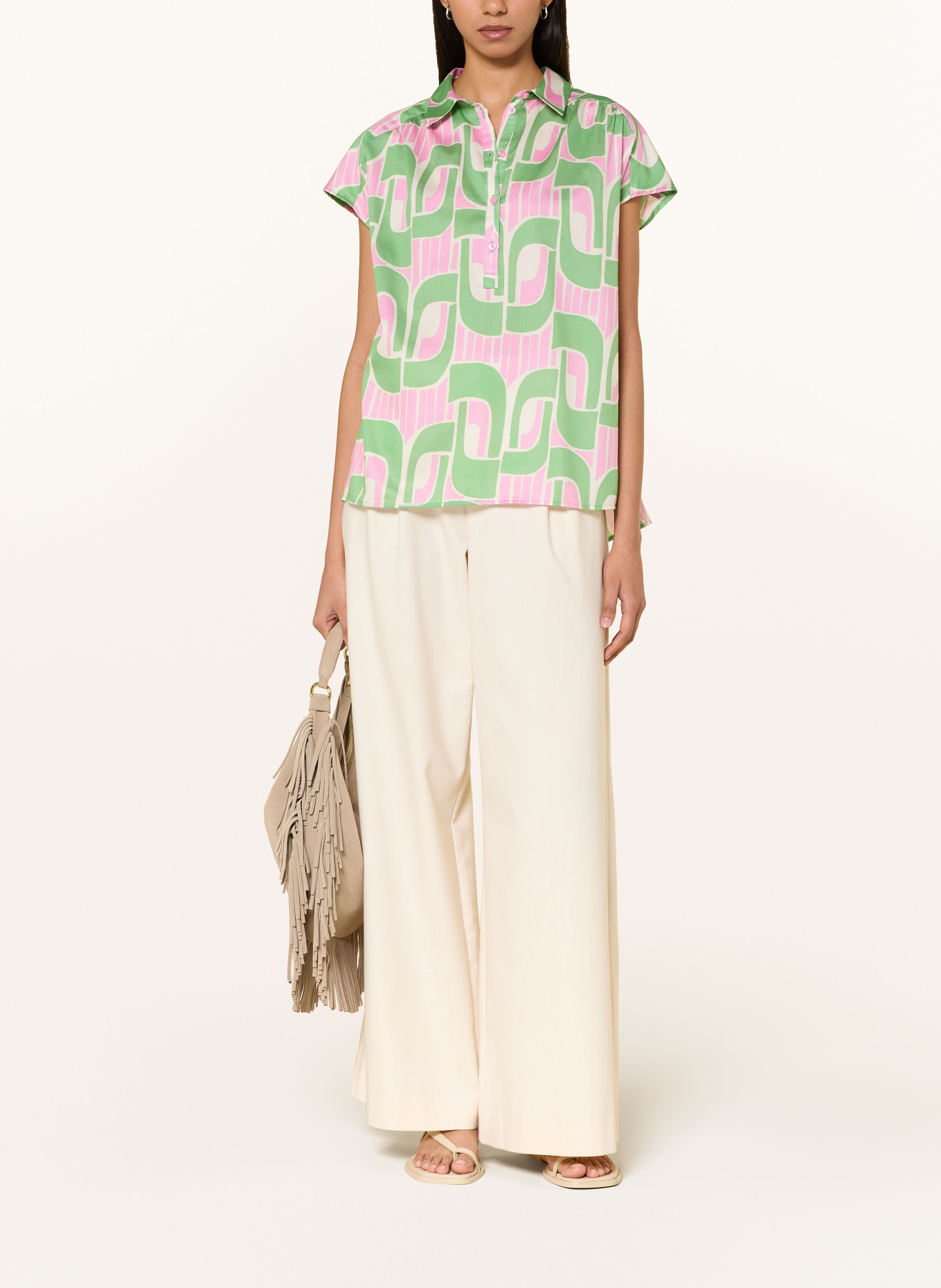 MILANO ITALY Blusenshirt: GRÜN / ROSA / CREME