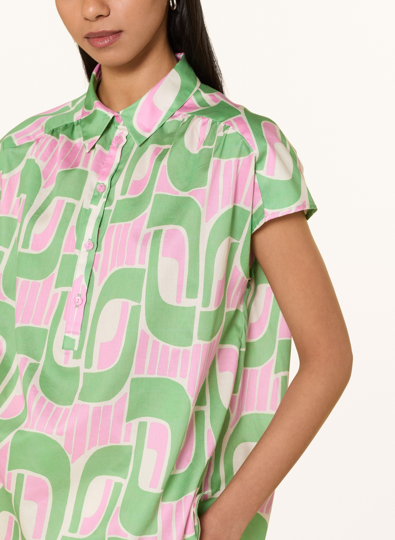 MILANO ITALY Blusenshirt: GRÜN / ROSA / CREME