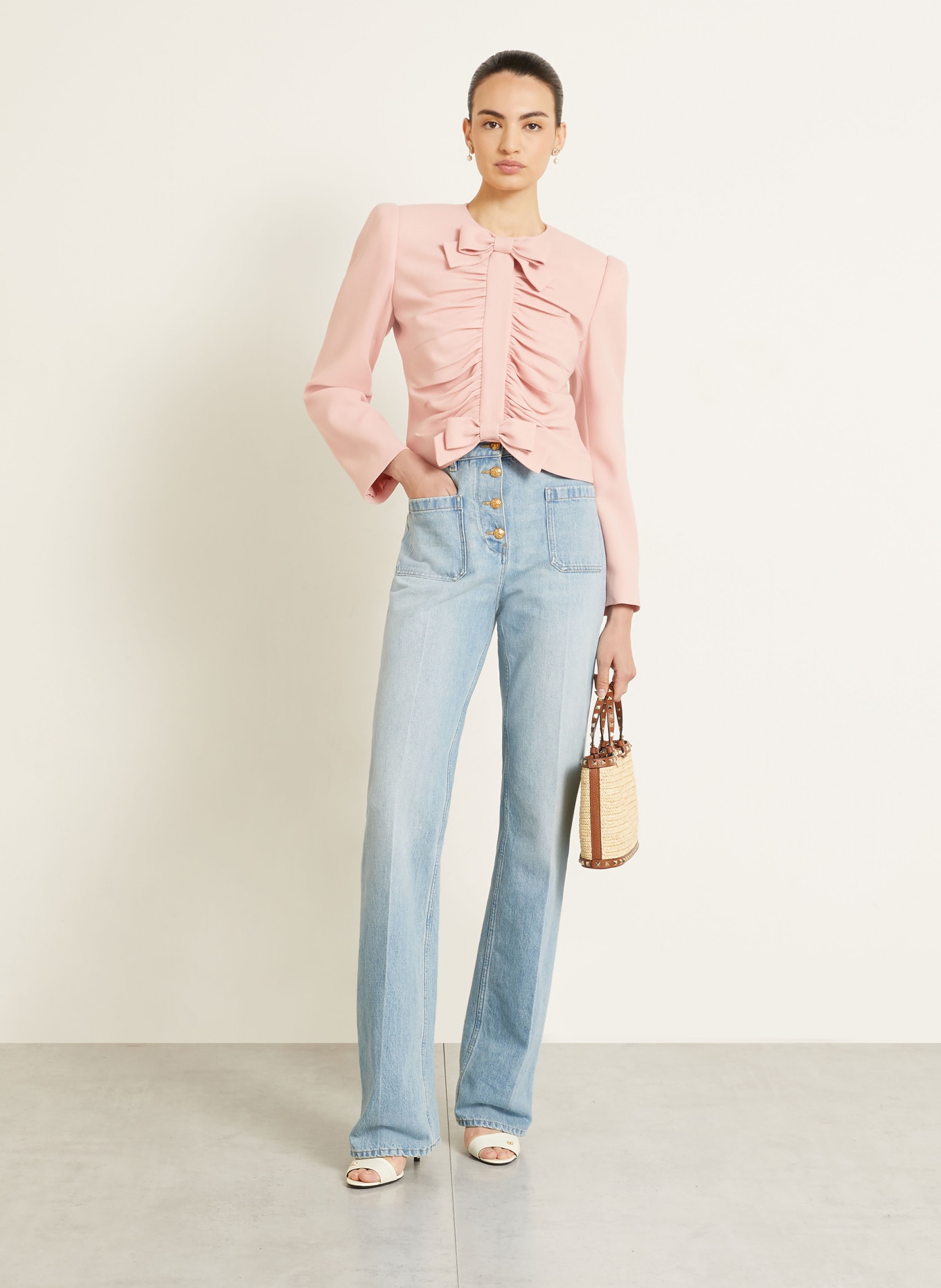 VALENTINO Bootcut-jeans: FLX DENIM LAV DIRTY BLU CHIARO