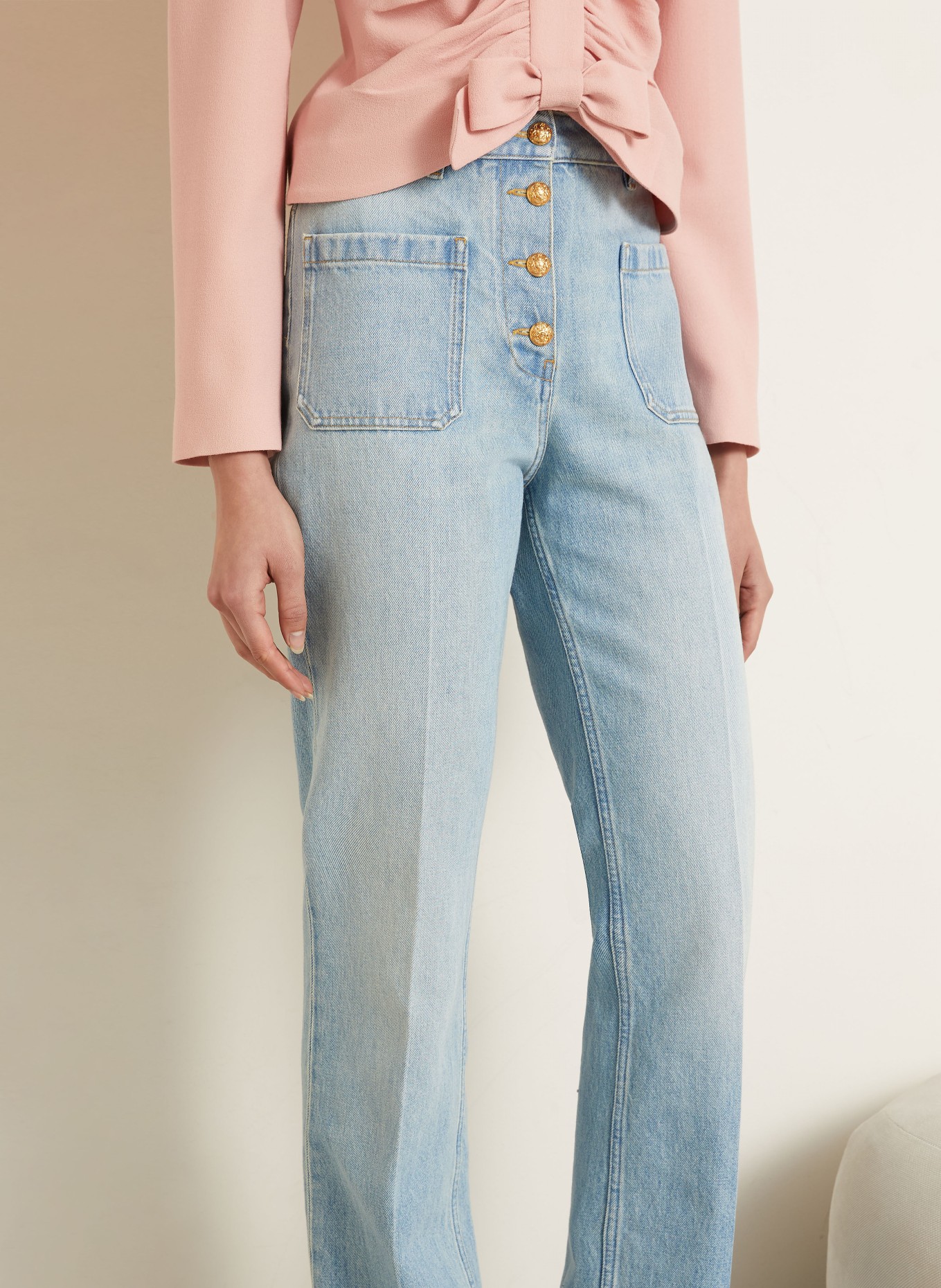 VALENTINO Bootcut-jeans: FLX DENIM LAV DIRTY BLU CHIARO