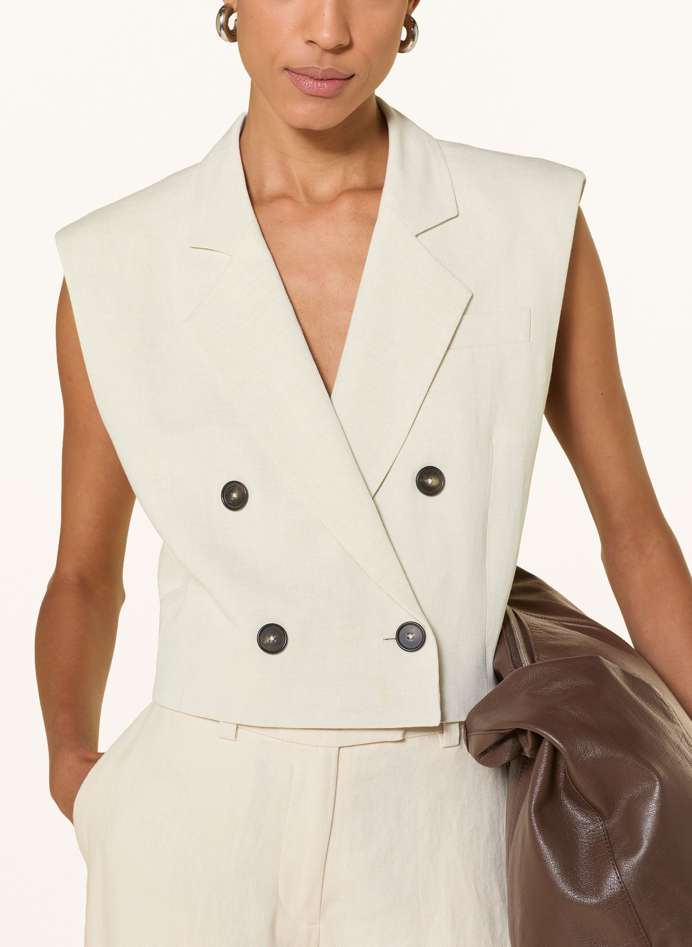 Marc O'Polo Blazerweste mit Leinen: CREME