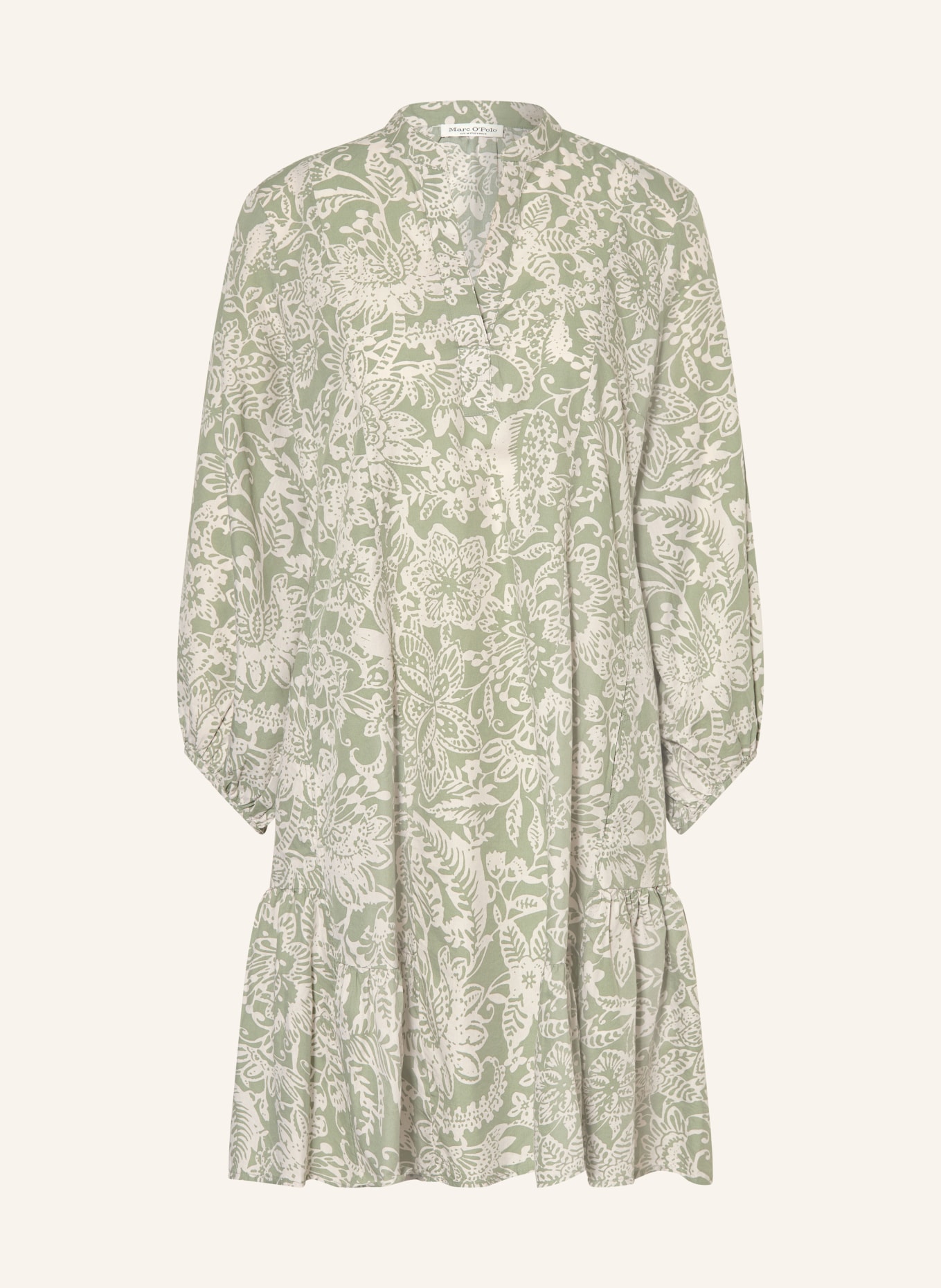 Marc O'Polo Kleid mit Rüschen: WEISS / HELLGRÜN