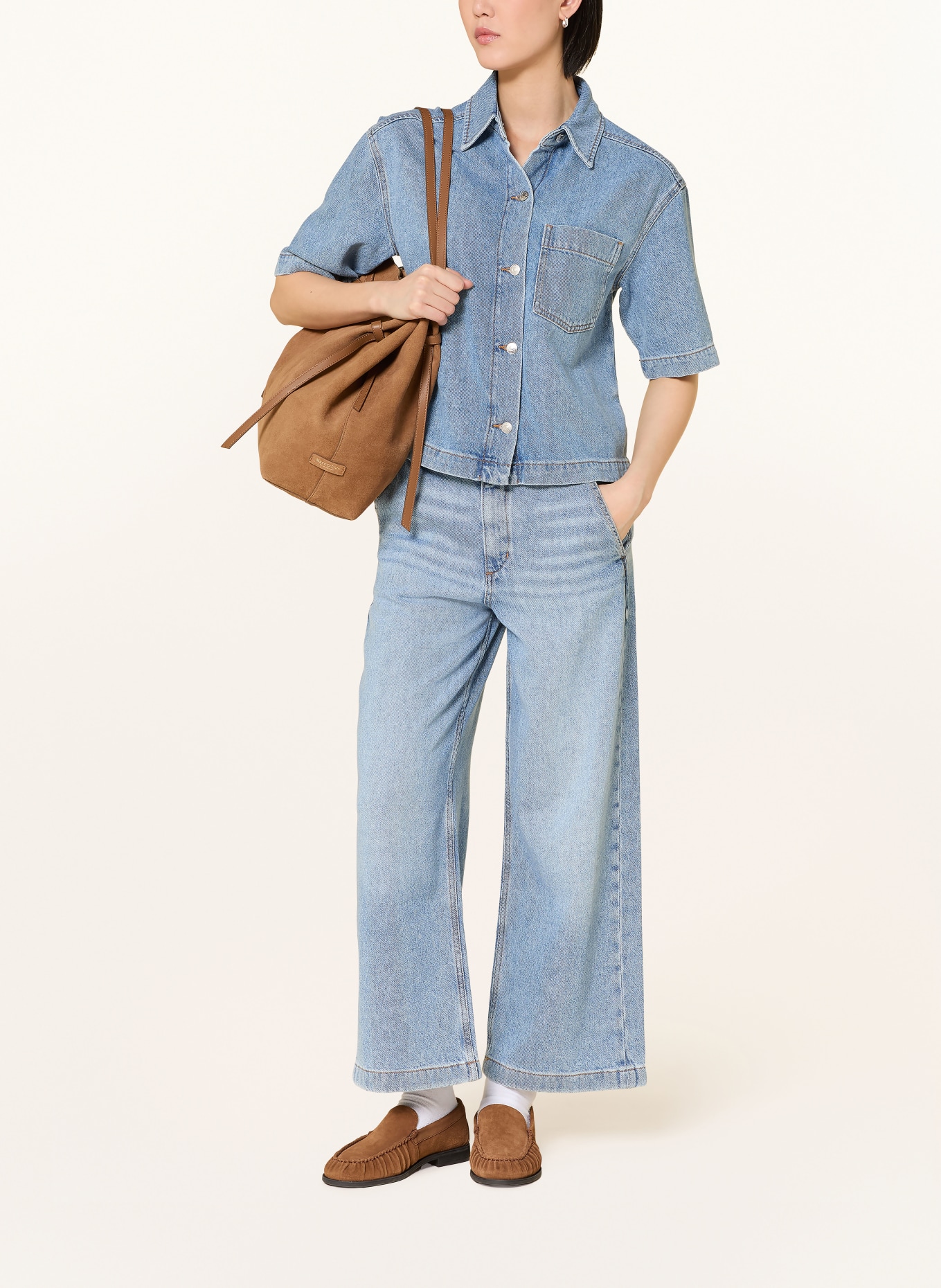 Marc O'Polo Wide Leg Jeans: 016 rigid light blue wash