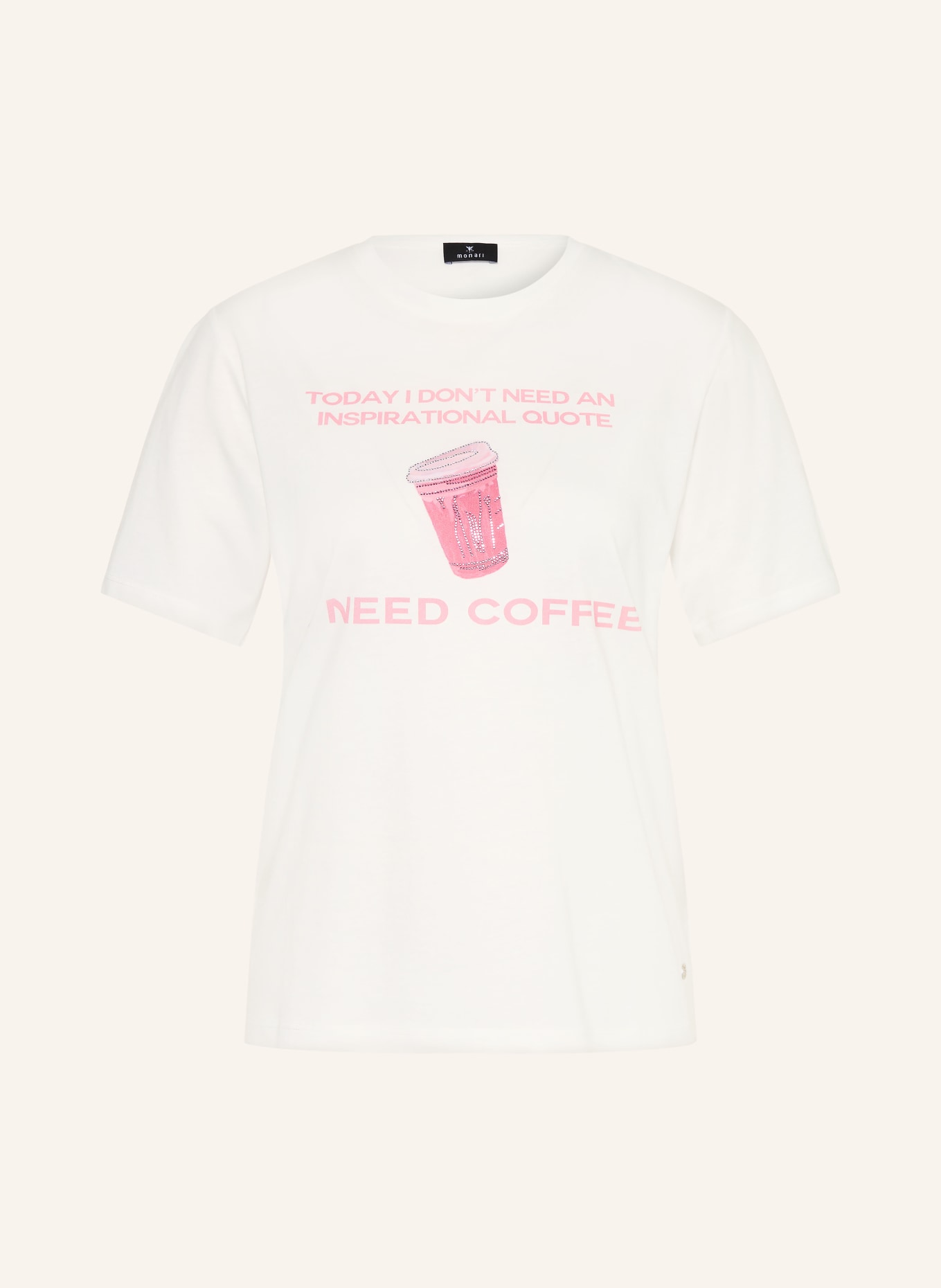 monari T-Shirt mit Schmucksteinen: CREME / ALTROSA / ROSA