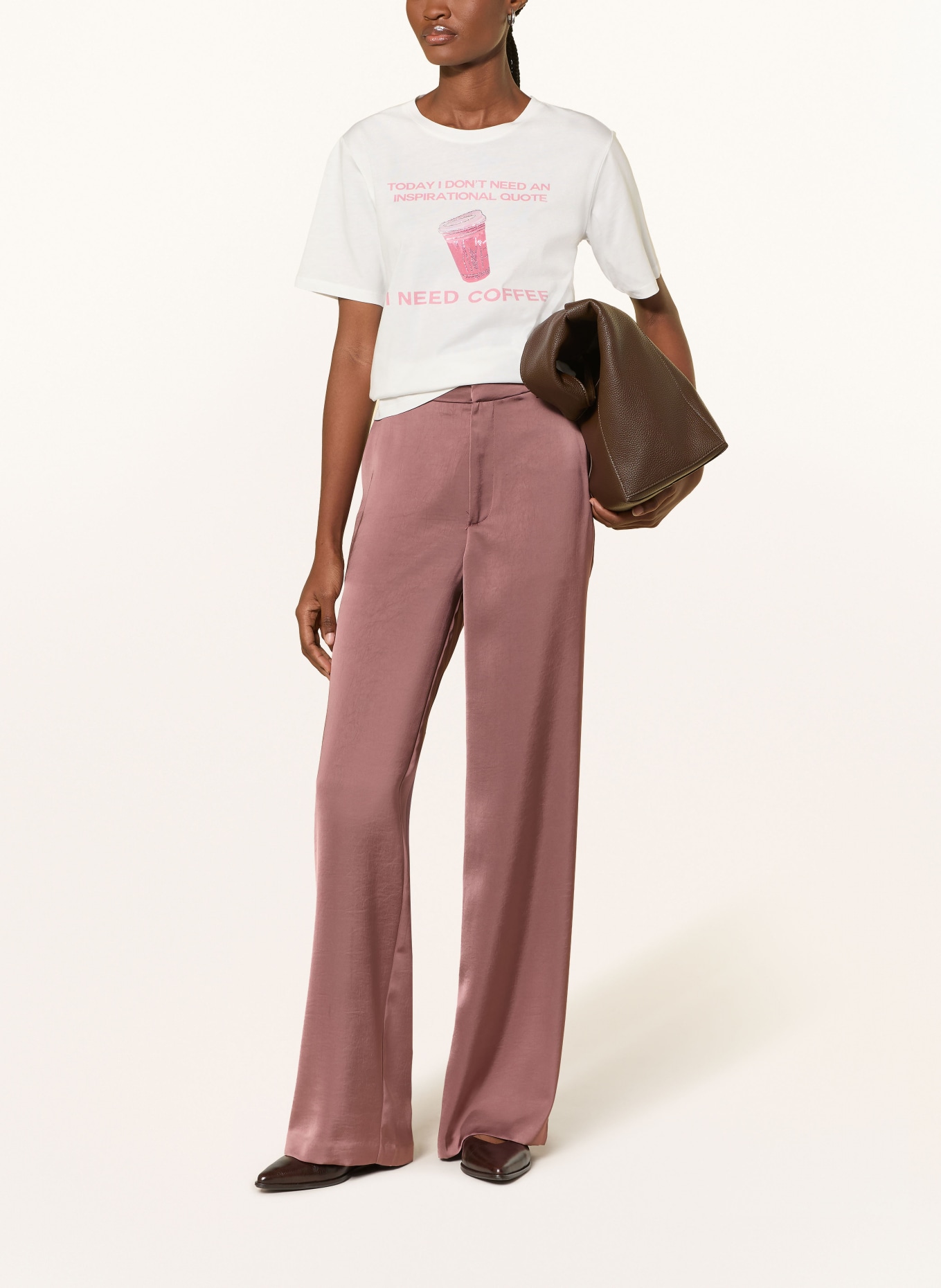 monari T-Shirt mit Schmucksteinen: CREME / ALTROSA / ROSA