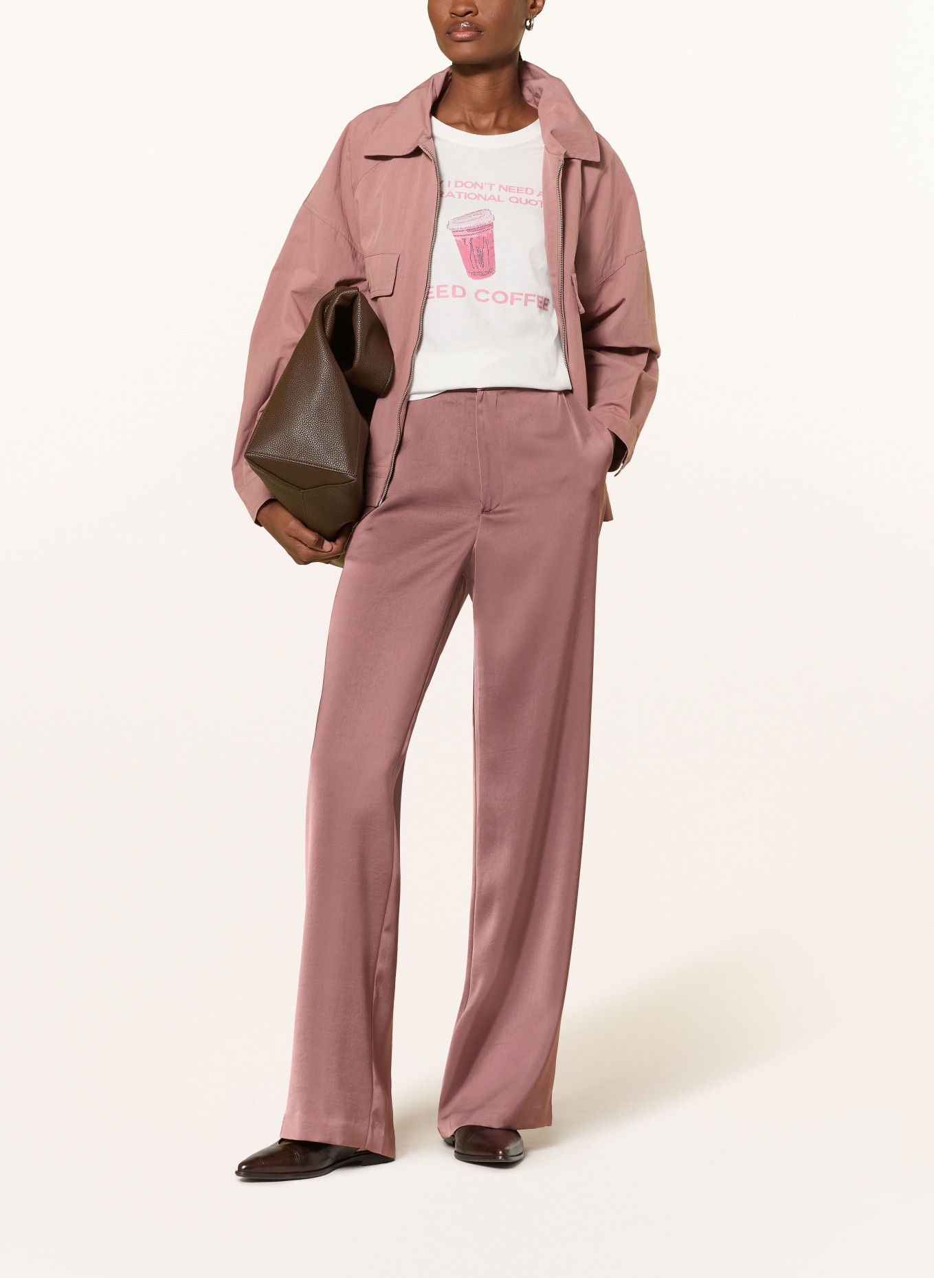 monari T-Shirt mit Schmucksteinen: CREME / ALTROSA / ROSA