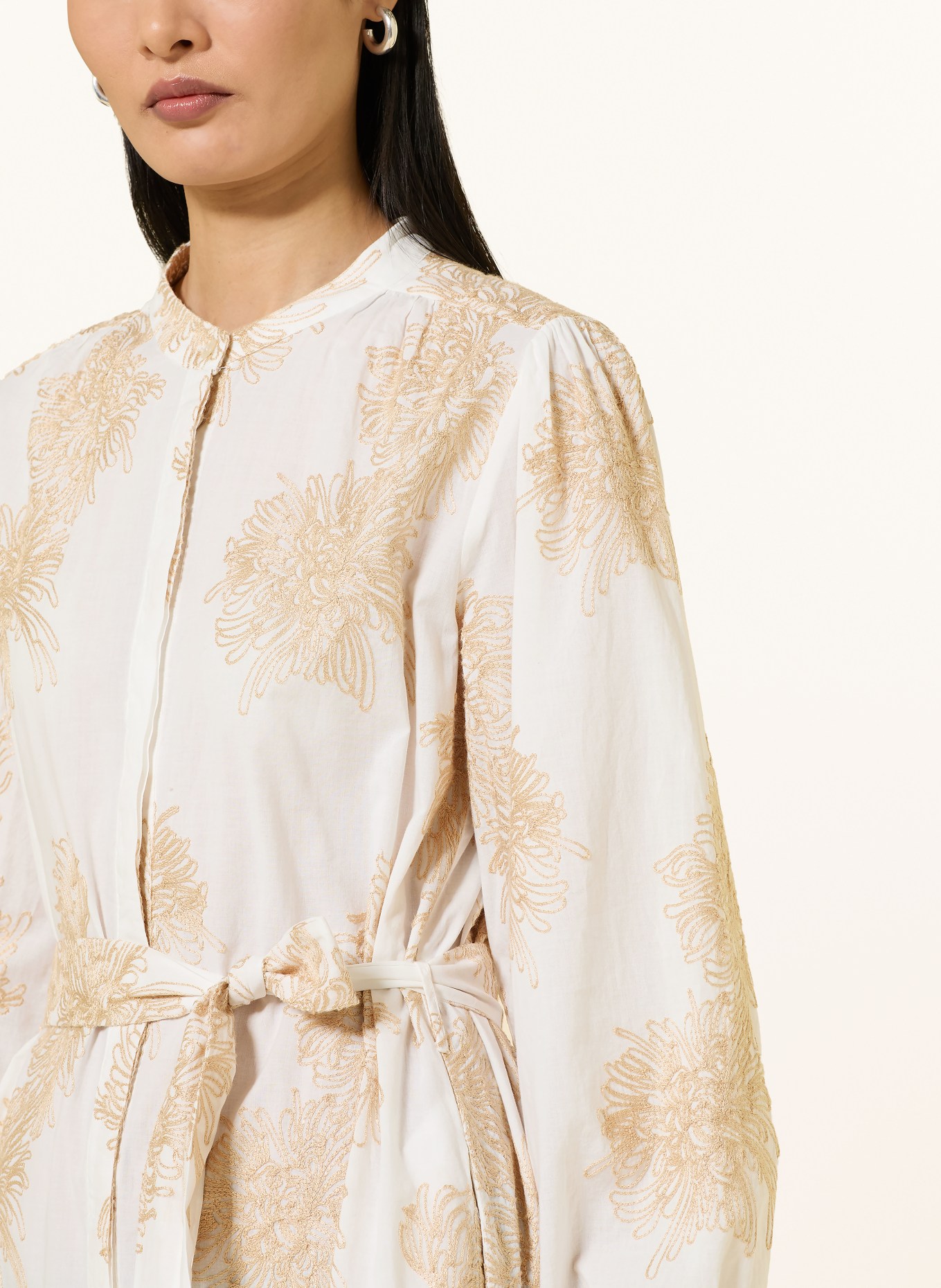 0039 ITALY Jurk MILO met 3/4-mouwen: CRÈME / GOUD