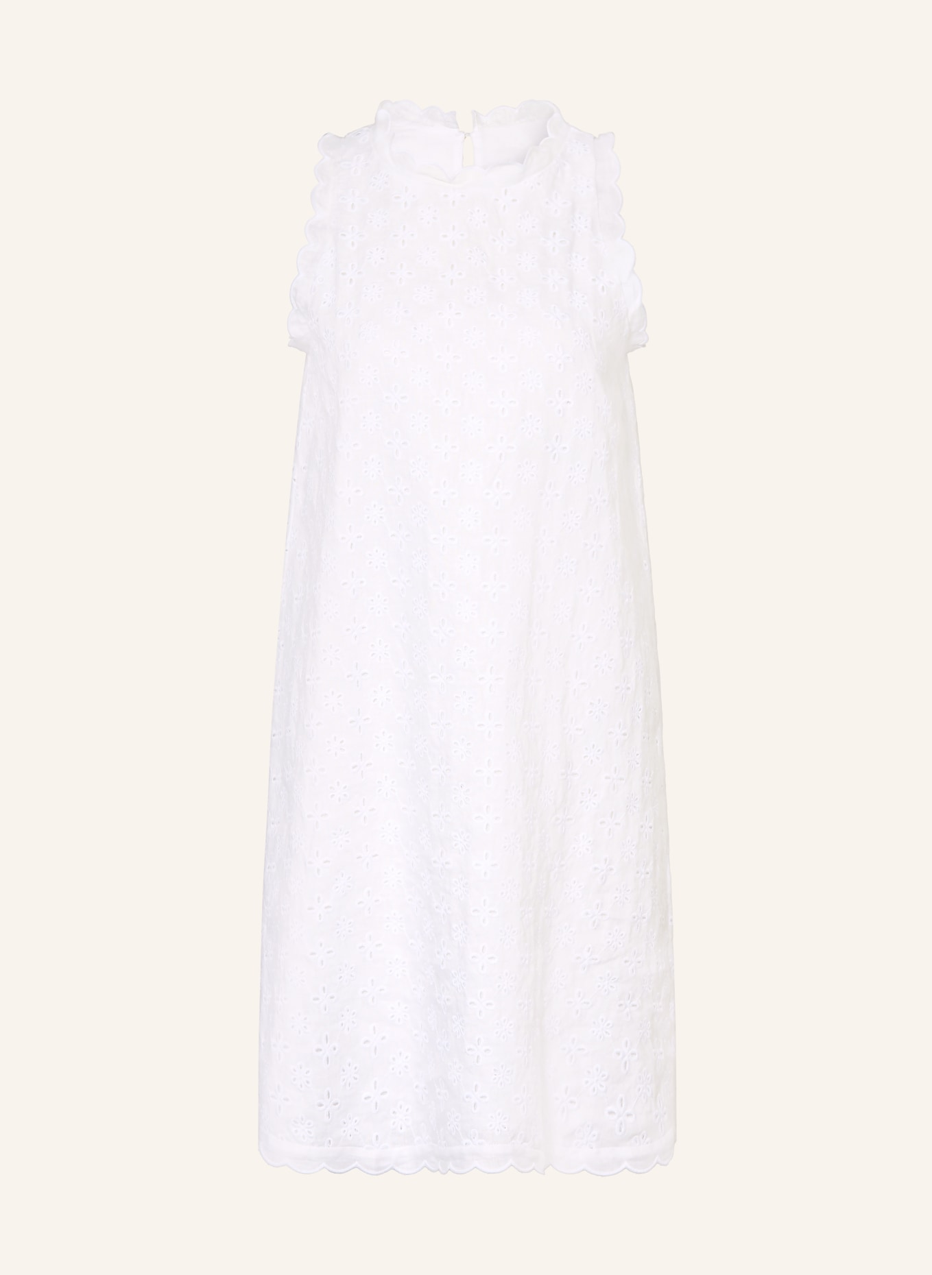0039 ITALY Sukienka lniana BARBY z koronki ażurowej: BIAŁY