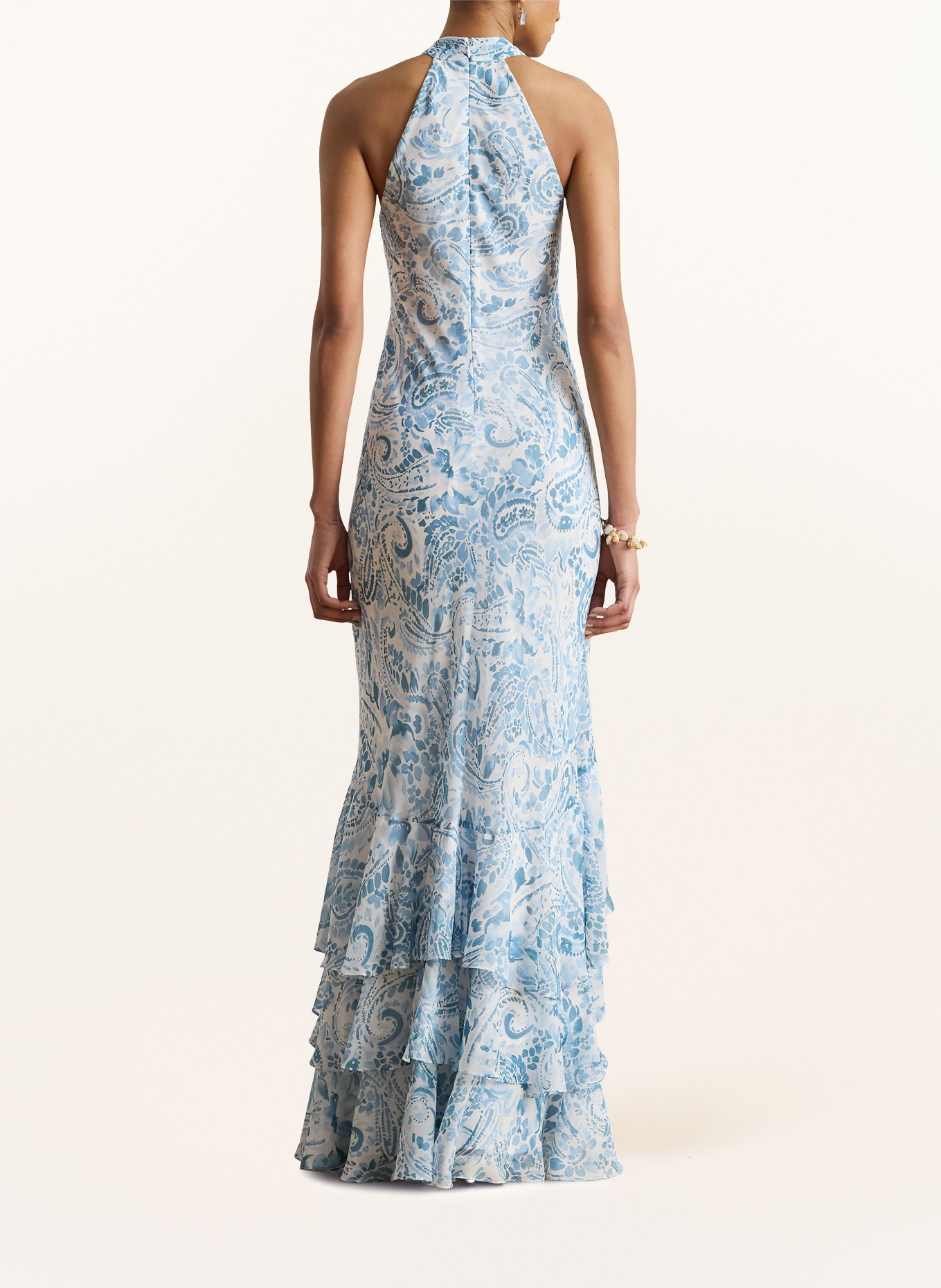 LAUREN RALPH LAUREN Sukienka BRADANA z falbanami: JASNONIEBIESKI / NIEBIESKI / BIAŁY